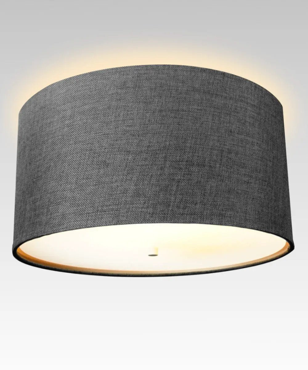 Flush Mount Conversion Kit | Burlap Hardback Shade | Modern Gray | 14 In