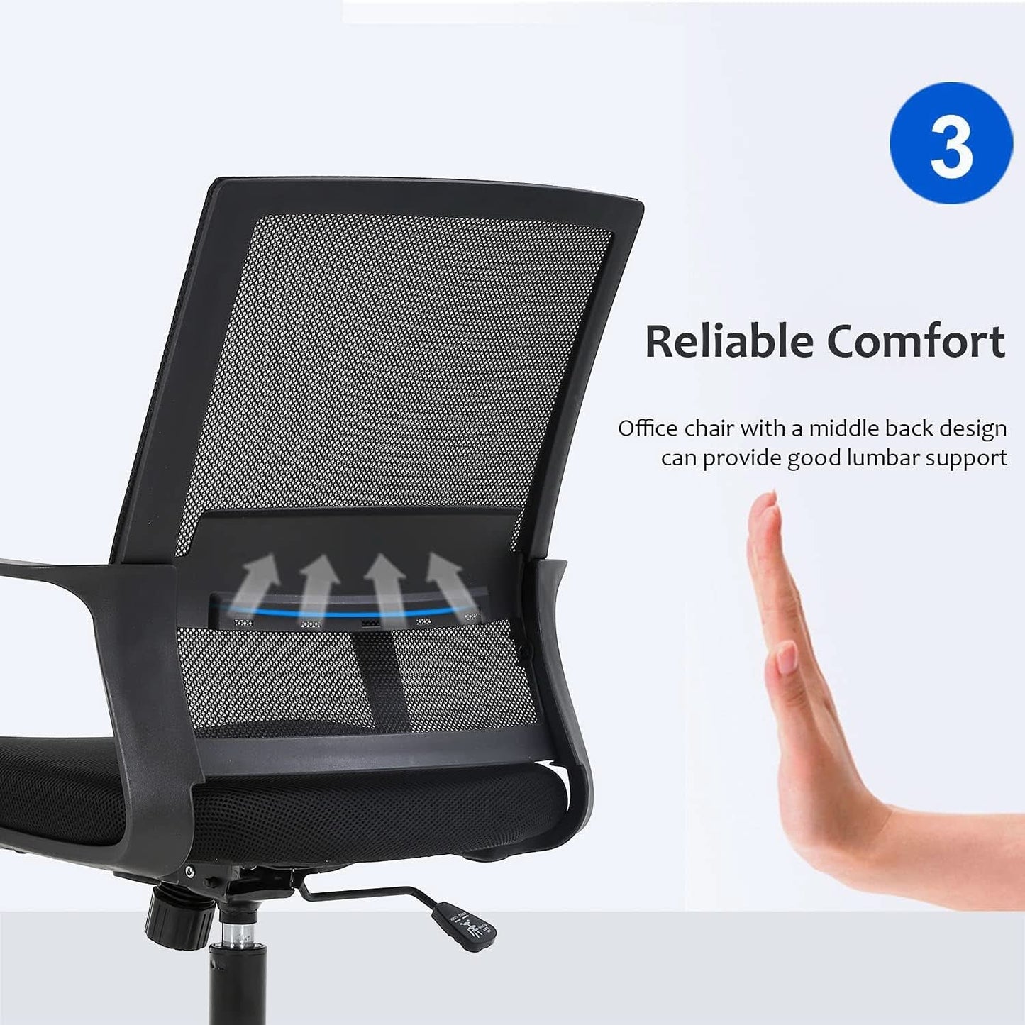Black Ergonomic Mid Back Mesh Office Chair With Lumbar from PriceLows™