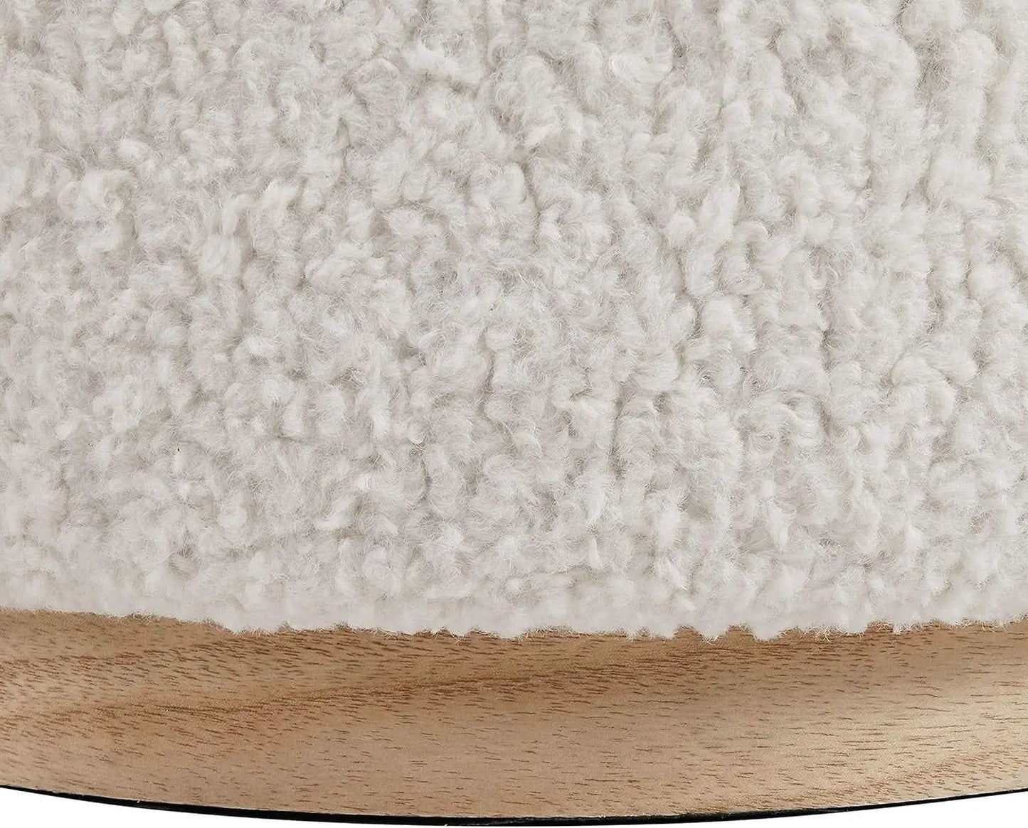 Cream Sherpa Deluxe Storage Ottoman Solidwood Base from PriceLows™
