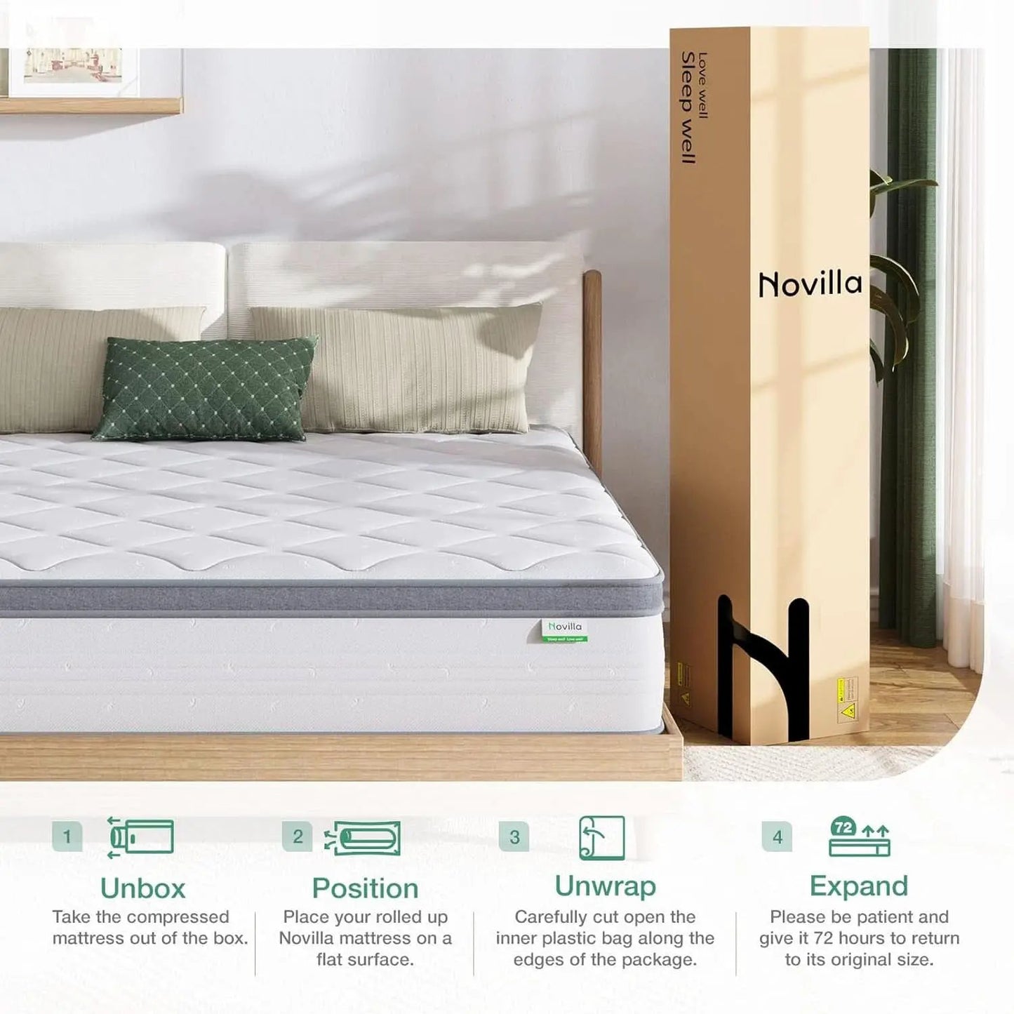 Queen Hybrid Mattress 12 Inch Soft Pillow Top Comfort from PriceLows™
