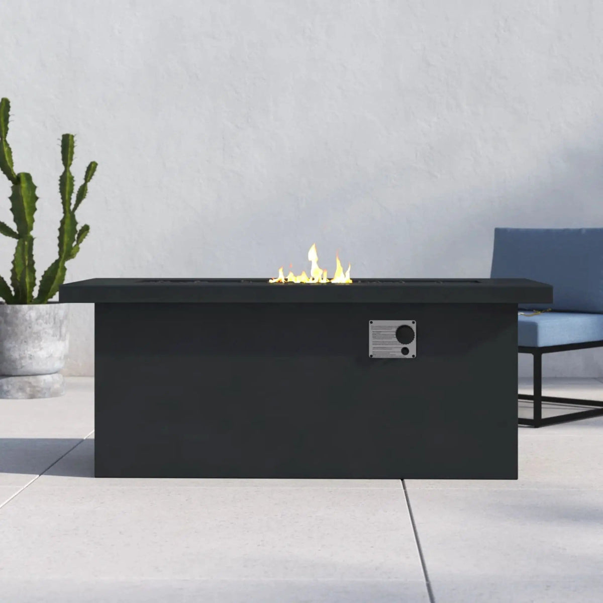 Propane / Gas Outdoor Fire Pit Table Durable Construction | 2 Pieces | Concrete & Stainless Steel | Outdoor Living