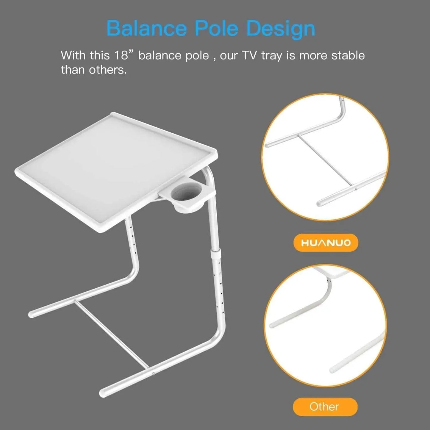 White Adjustable TV Tray Table With Height And Tilt from PriceLows™