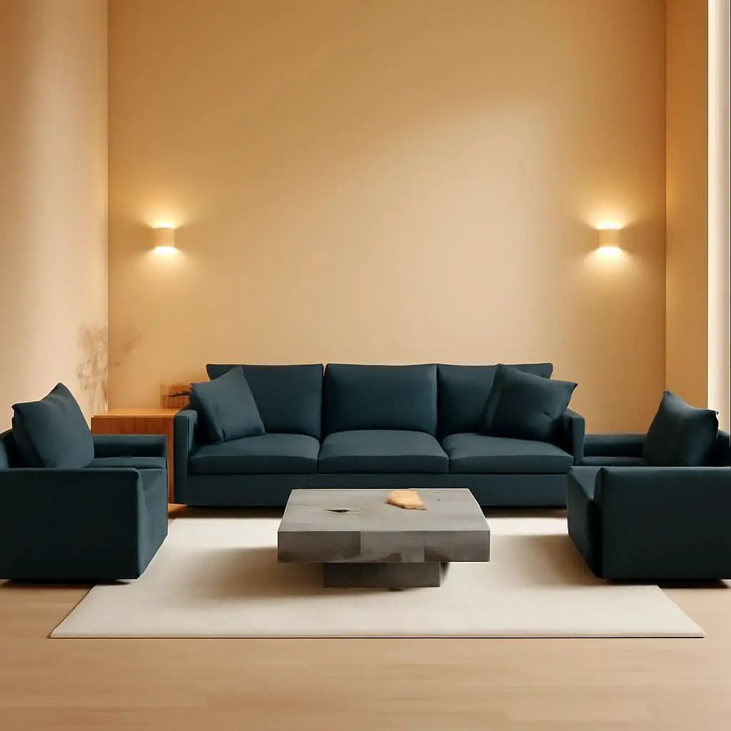 Grey Chenille 3 Piece Sofa Set With Two Single Sofas And One 3 Seater from PriceLows™