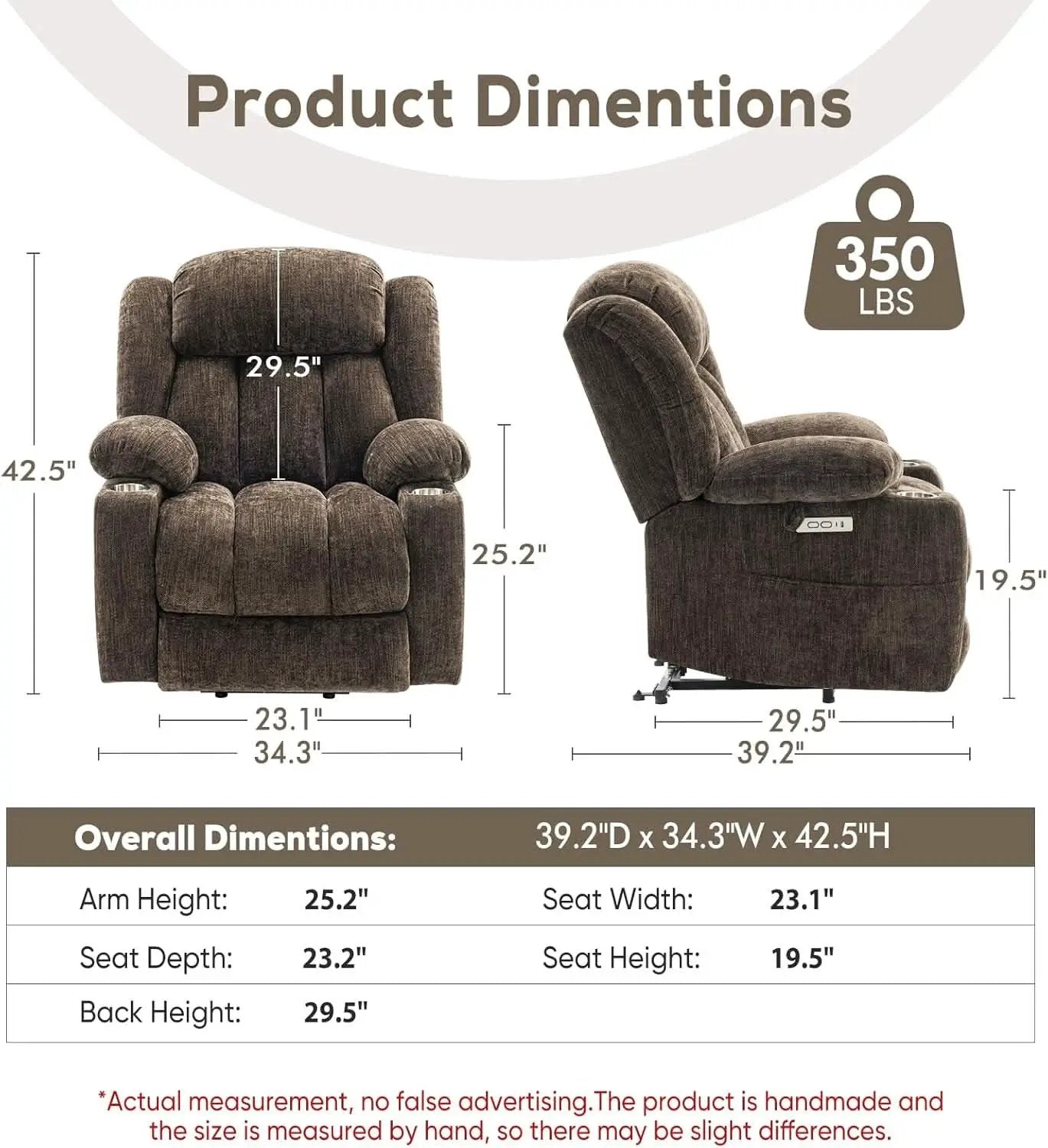 Brown Power Recliner With Massage And Heat Power Lift from PriceLows™