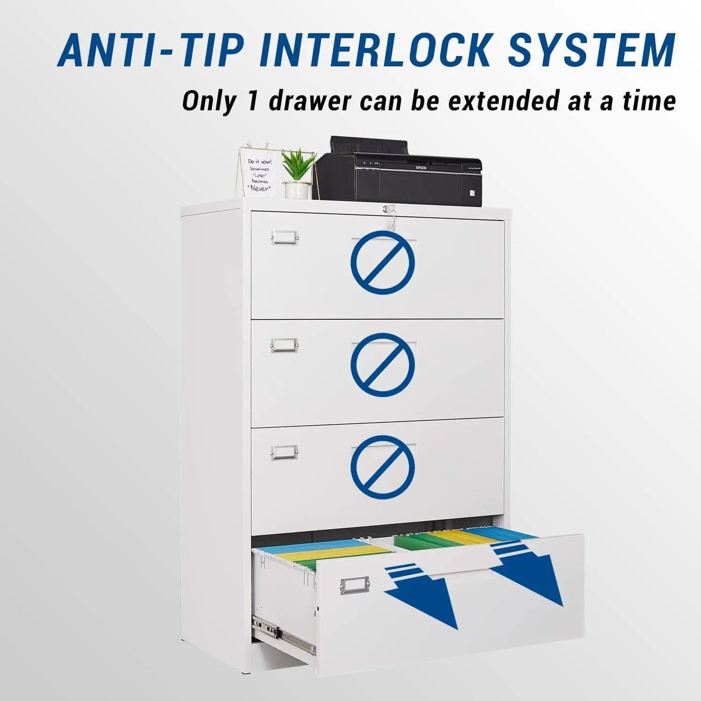 Lockable 4 Drawer Metal File Cabinet For Home Office from PriceLows™