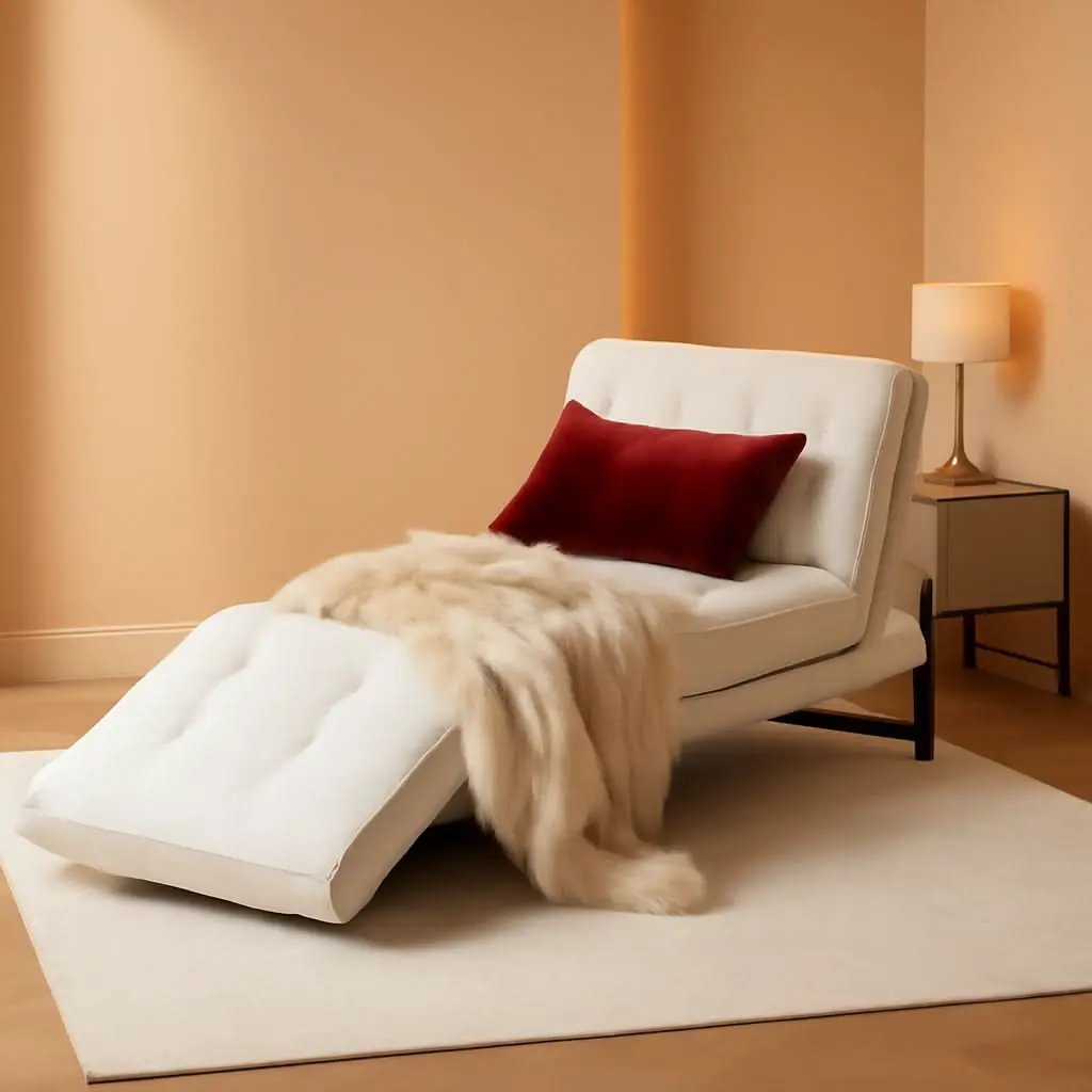 Beige Convertible Sofa Bed With Adjustable Backrest from PriceLows™