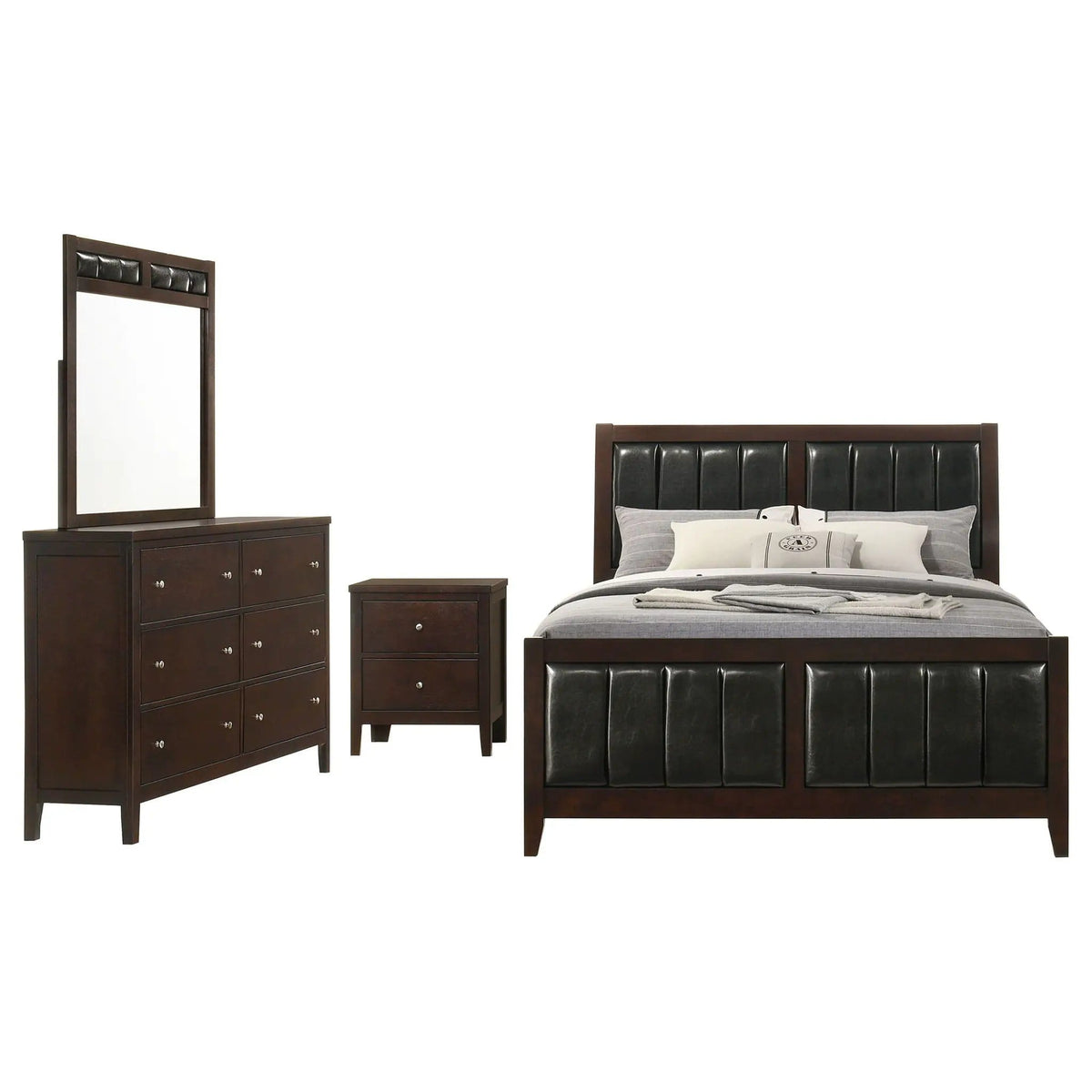Carlton 4-piece Eastern King Bedroom Set | 4-Piece Set | Solid Wood & Veneer | Cappuccino