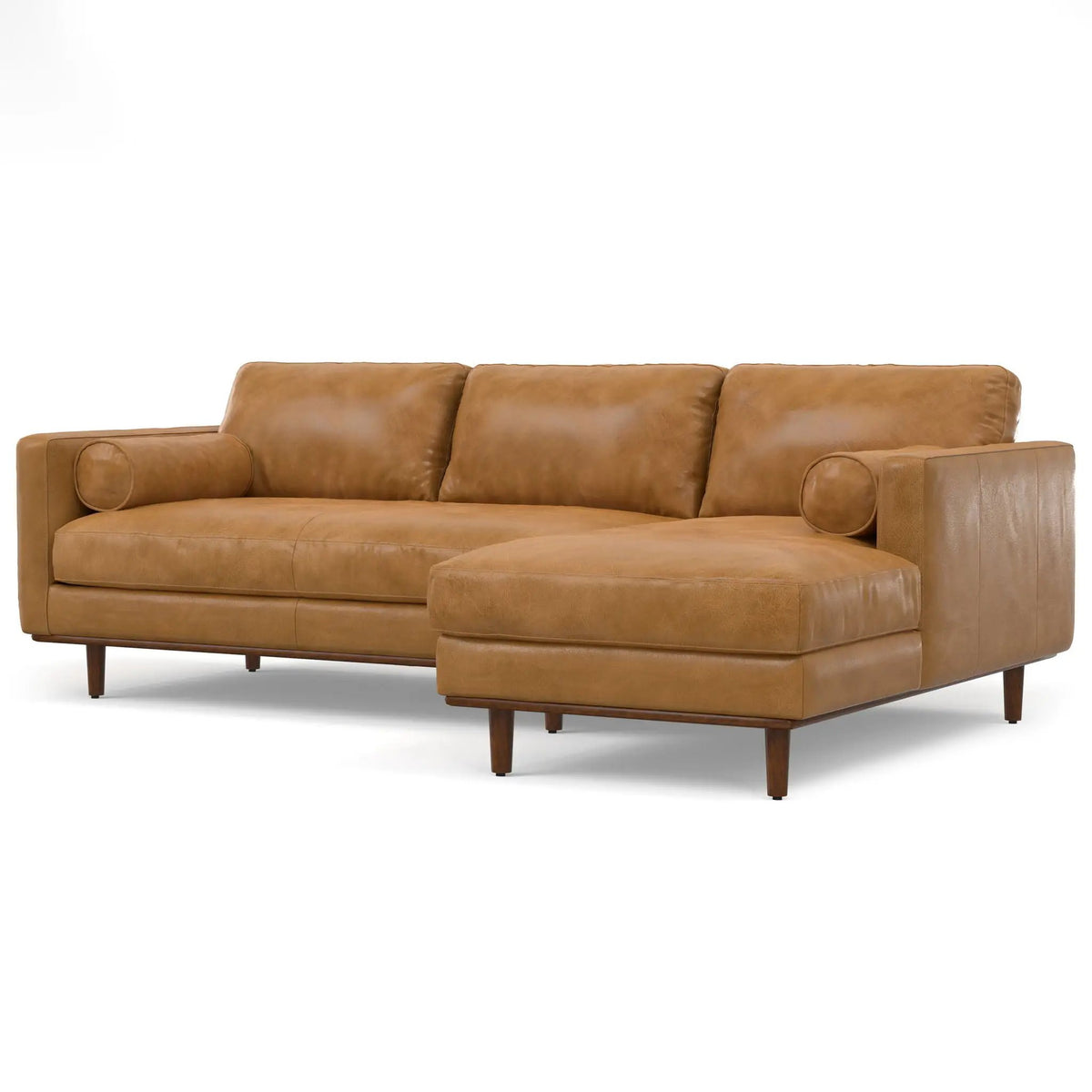 Morrison Upholstered Sectional Sofa | Genuine Aniline Leather | Chaise Cushions | 102.2 Inch Length