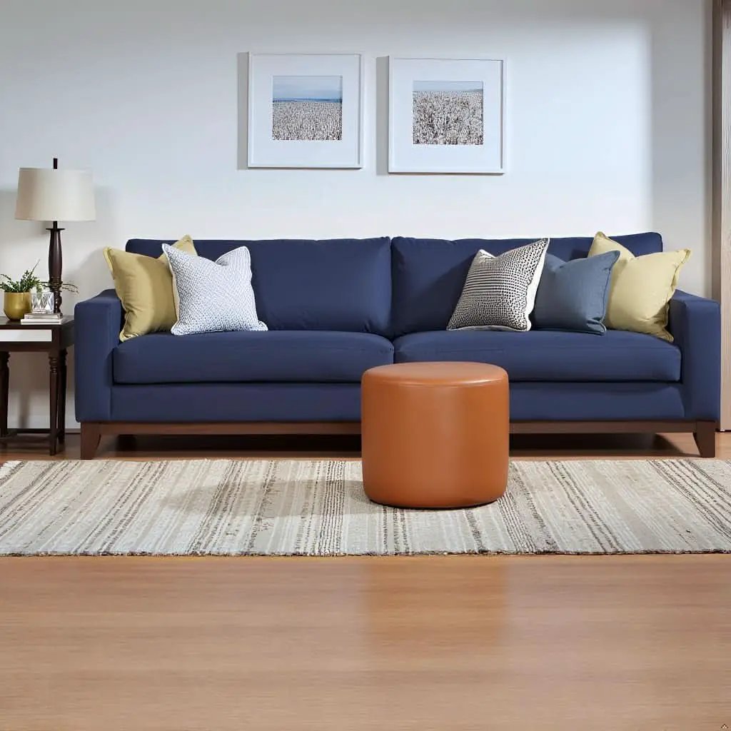19-Inch Round Caramel Faux Leather Ottoman Footrest from PriceLows™