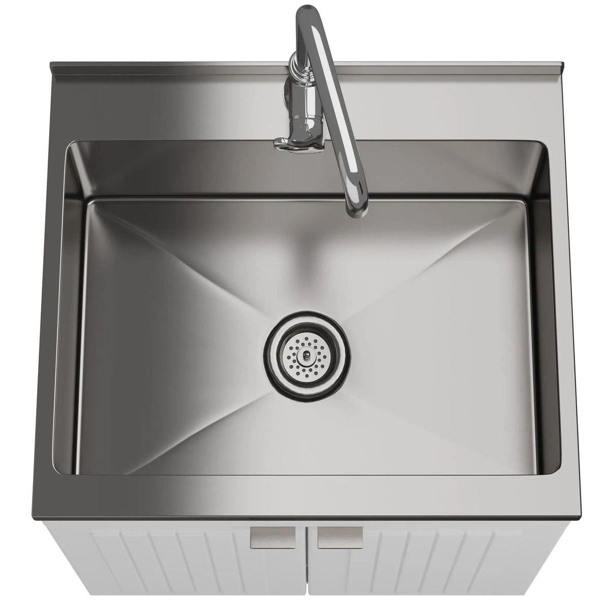 Murphy Laundry Cabinet | Faucet And Stainless Steel Sink | Two Doors | Brushed Nickel Hardware