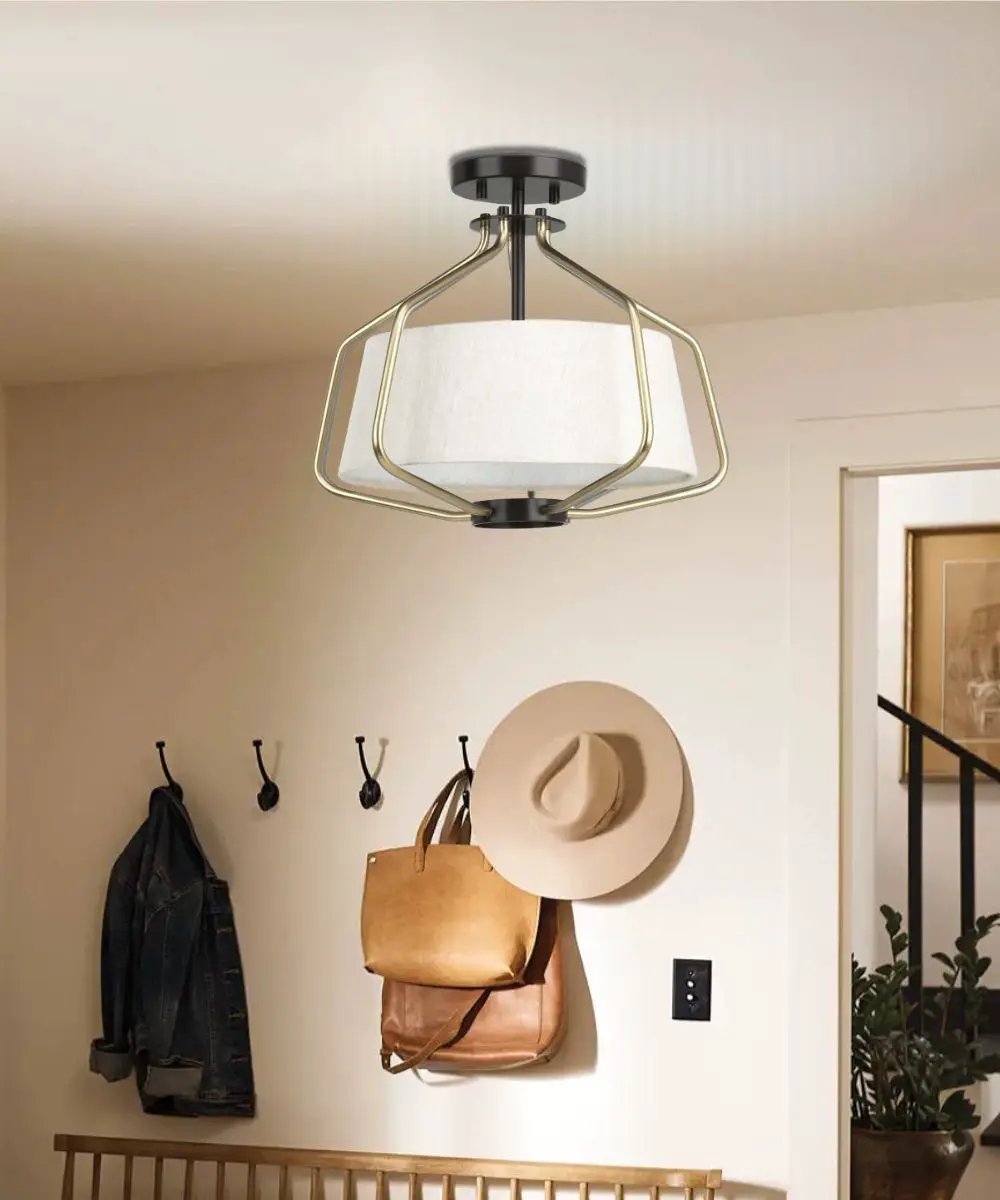 Pendant Ceiling Light | 2 Light 16 Inch | Semi Flush Convertible | Bronze