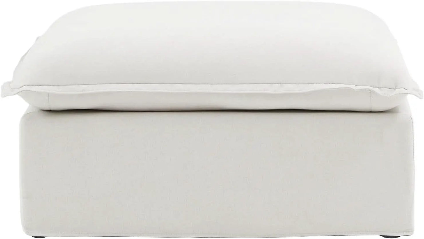White Hemp Velvet Ottoman Footstool Removable Covers