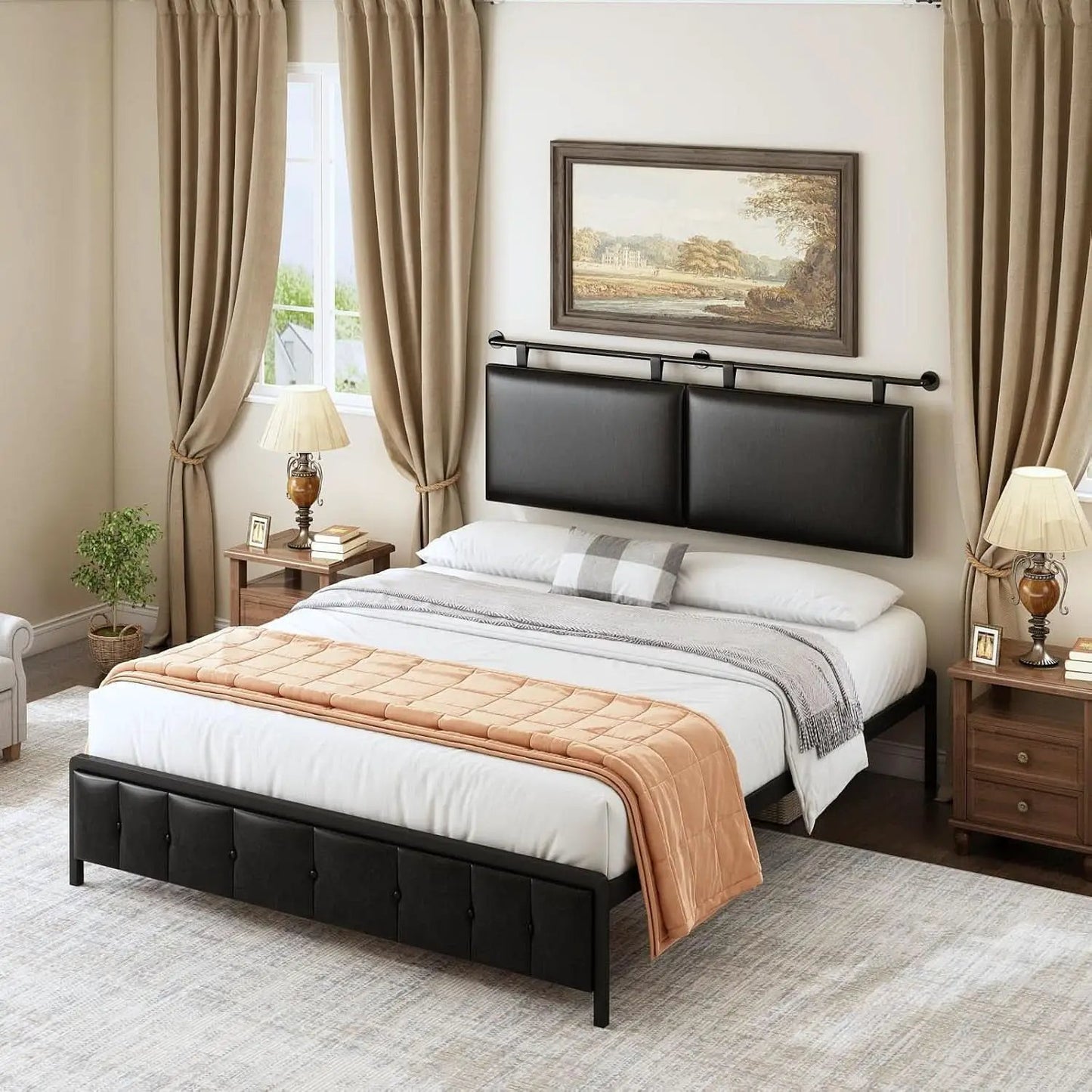 Queen Size Wall Mounted Headboard Industrial Pipe Design from PriceLows™