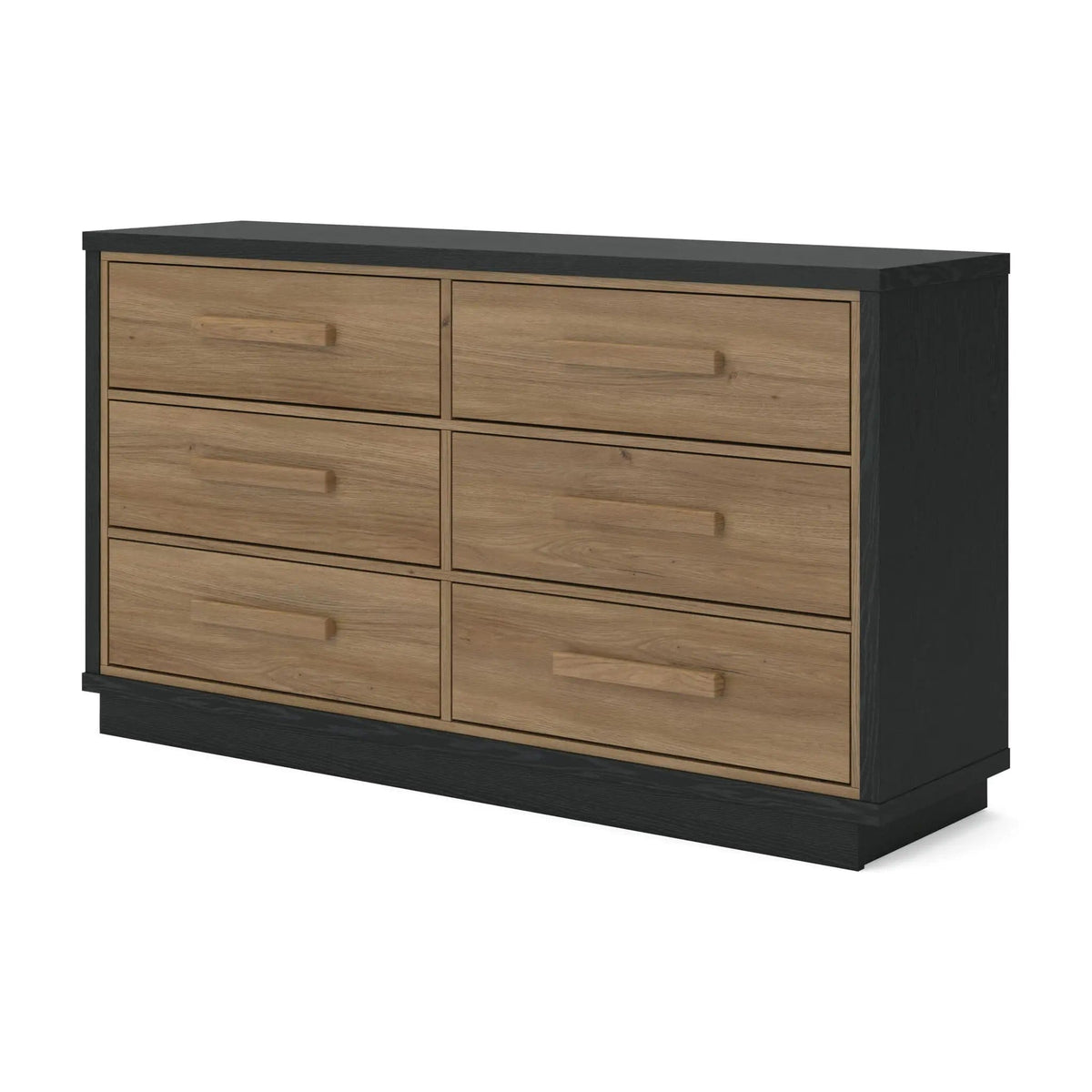 Kozmour Six Drawer Dresser | 58.03 x 15.63 x 33.07 in | Engineered Wood & Mdf | Black / Brown