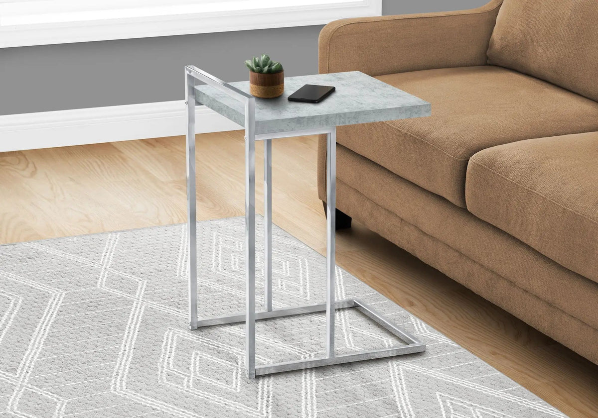 C-Shaped Accent Table | Sturdy Metal Base | Thick Rectangular Top | Portable And Lightweight