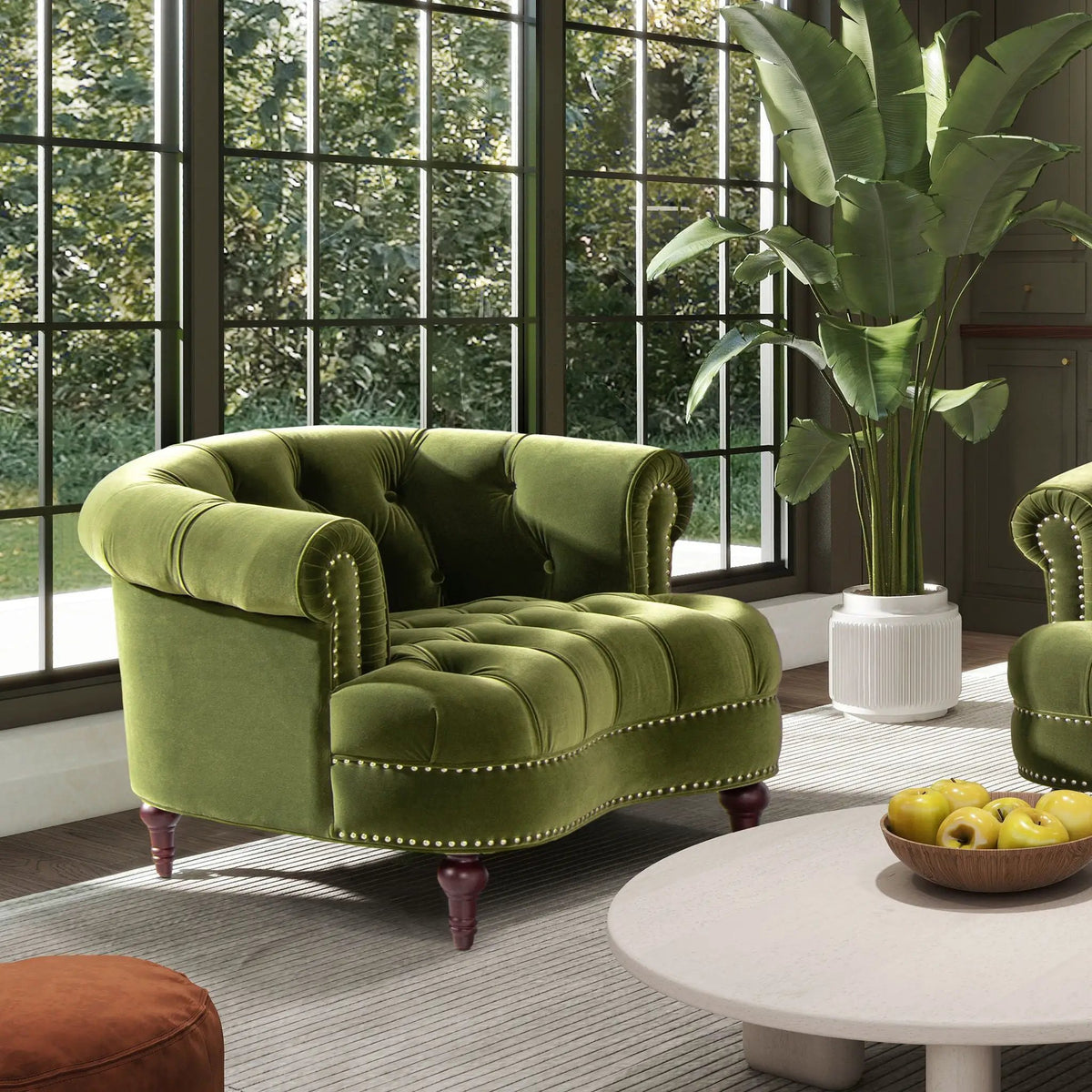 La Rosa Accent Chair | Victorian Tufted Style | Woven Fabric Upholstery | Durable Construction