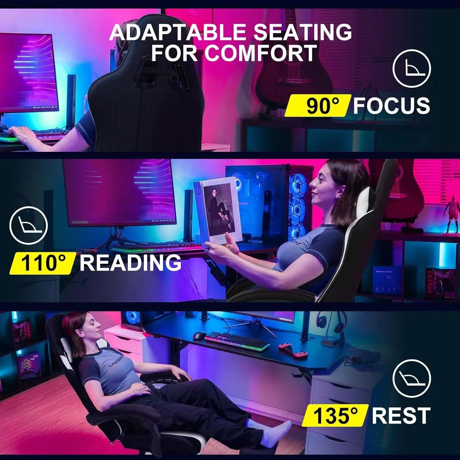 Ergonomic Gaming Chair With Footrest And Lumbar Support from PriceLows™