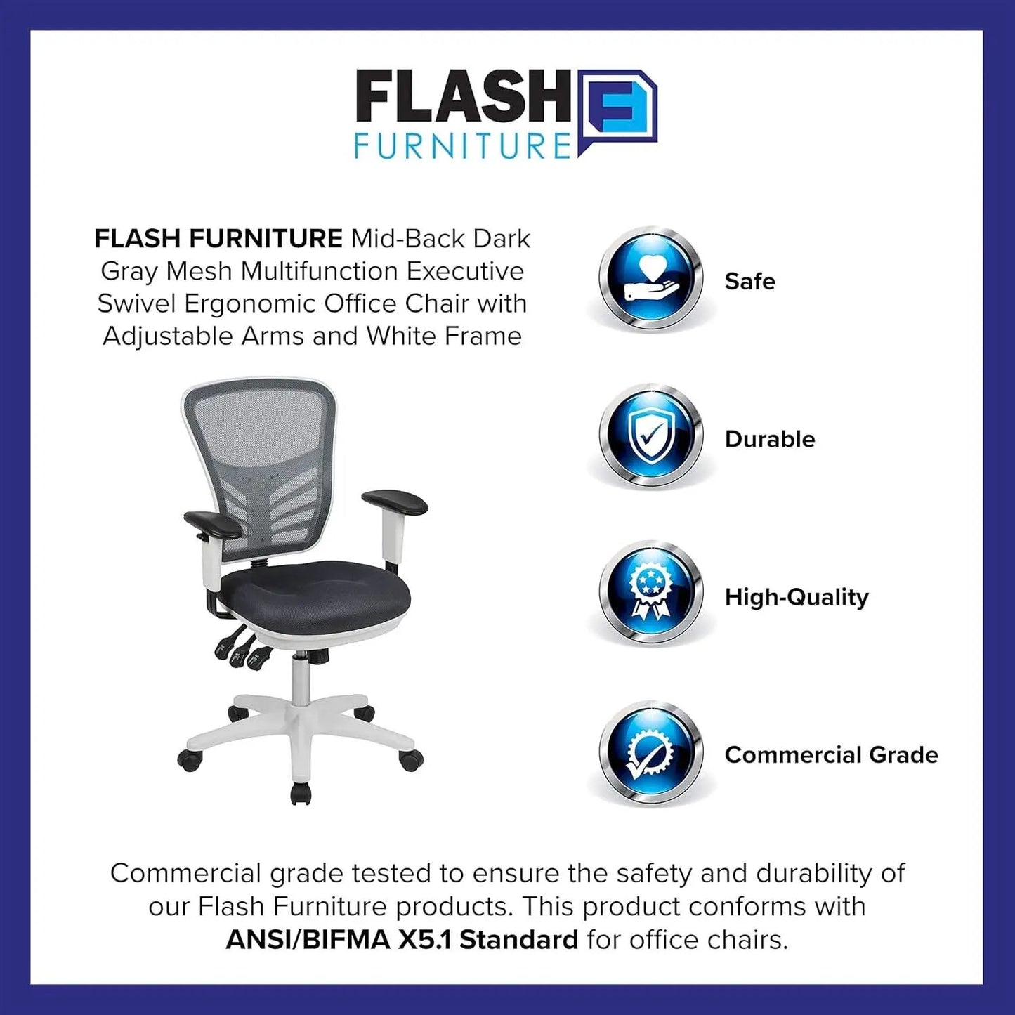 Nicholas Gray And White Mesh Mid Back Swivel Office Chair With Adjustable Lumbar from PriceLows™