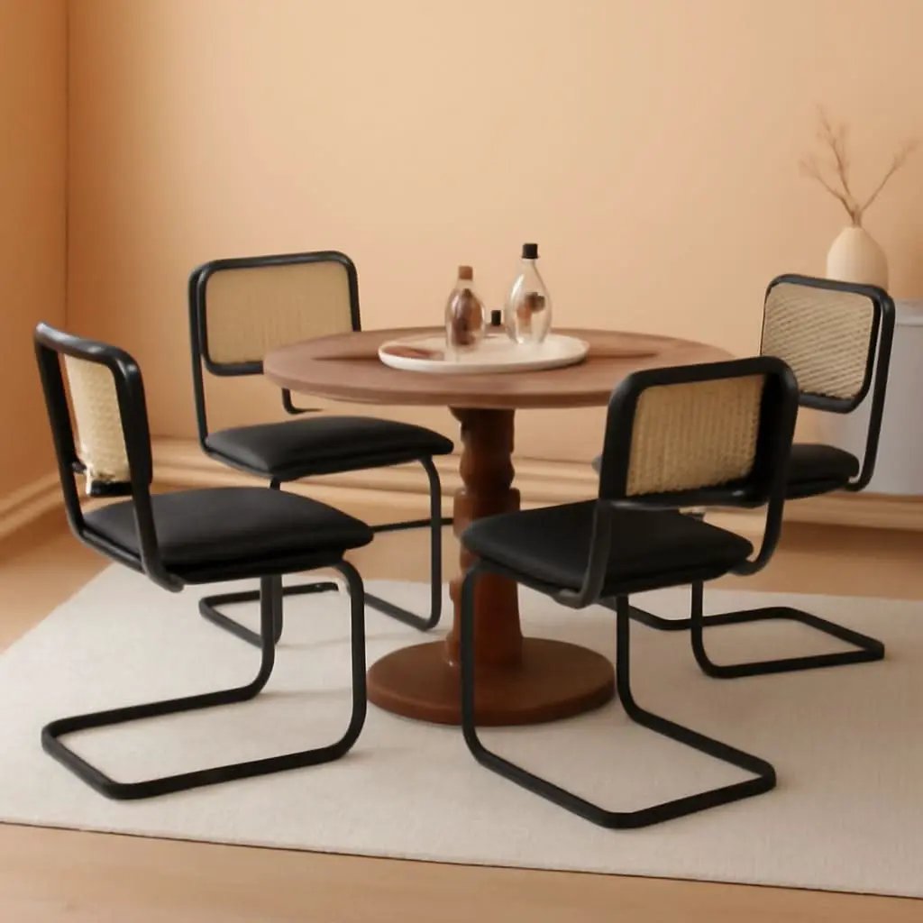 Mid Century Upholstered Cantilever Dining Chairs Black from PriceLows™