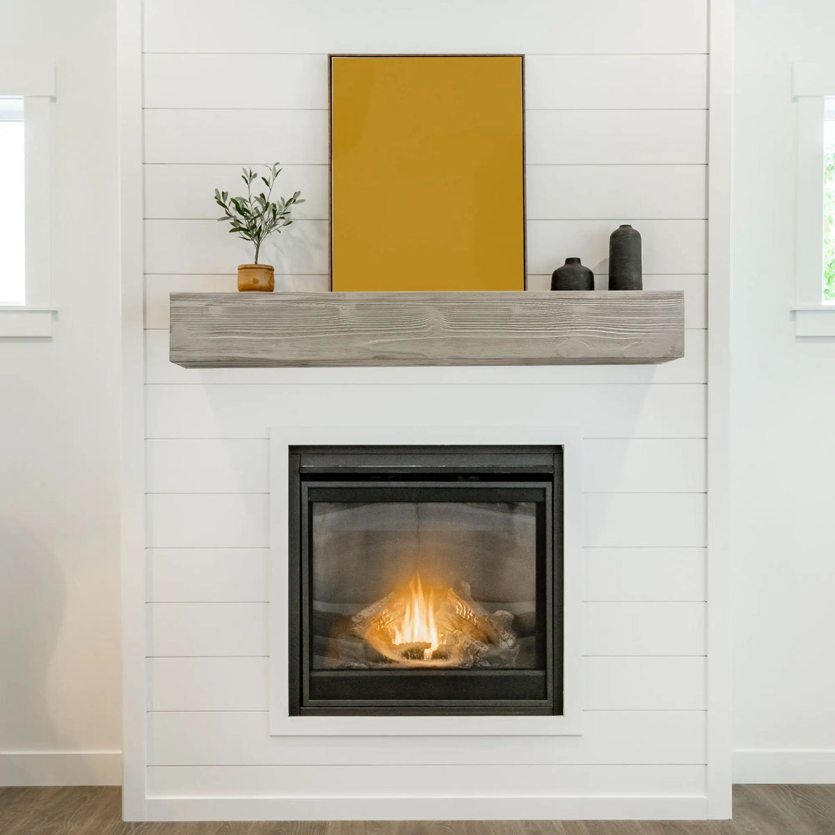 Floating Mantel | Solid Cedar Wood | 9 Inch Thick | 50 Lb Capacity