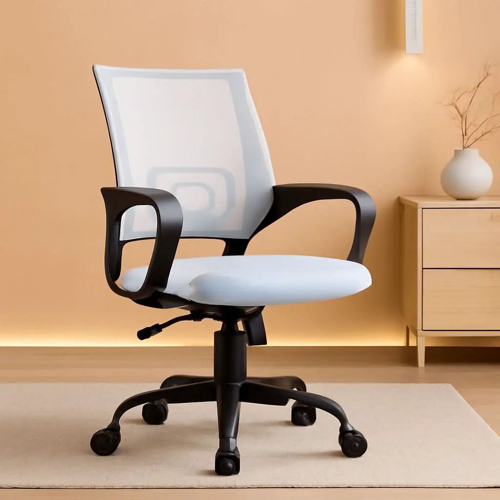 Ergonomic White Office Chair With Lumbar Support For Home from PriceLows™