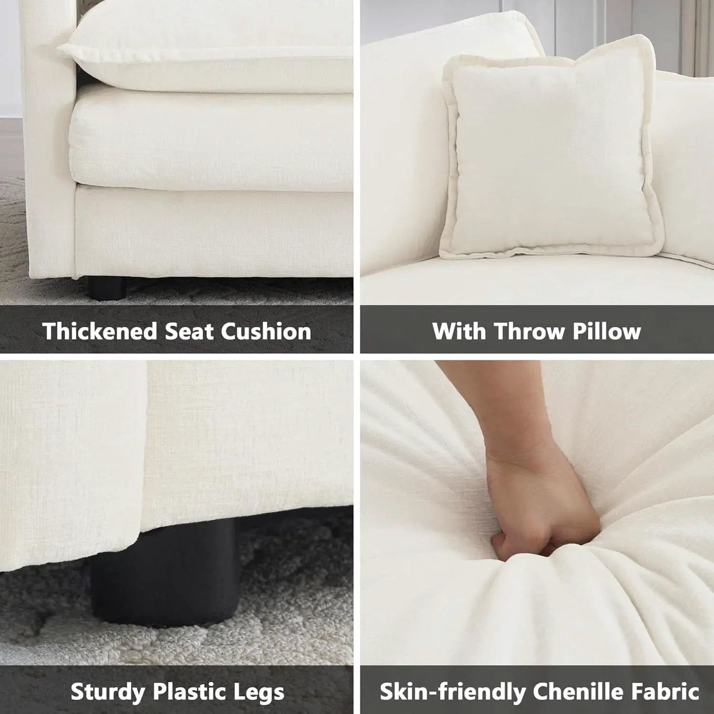 3 Piece Sofa Set Beige Chenille With 7 Pillows Living Room from PriceLows™