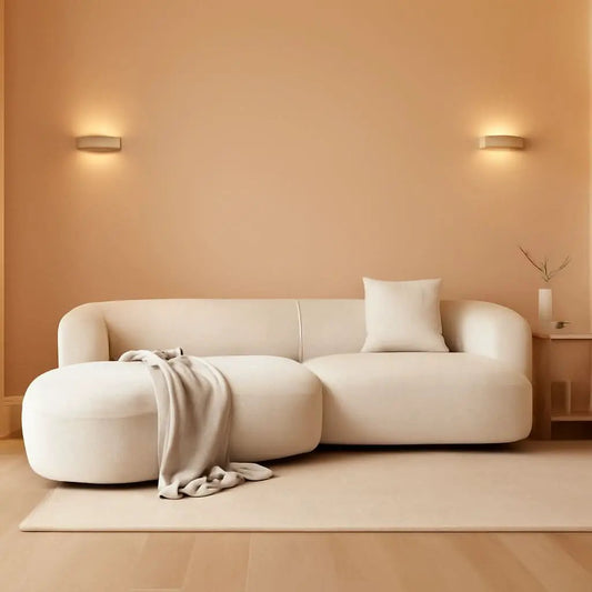 White Boucle Curved Sectional Sofa Modular Living Room from PriceLows™