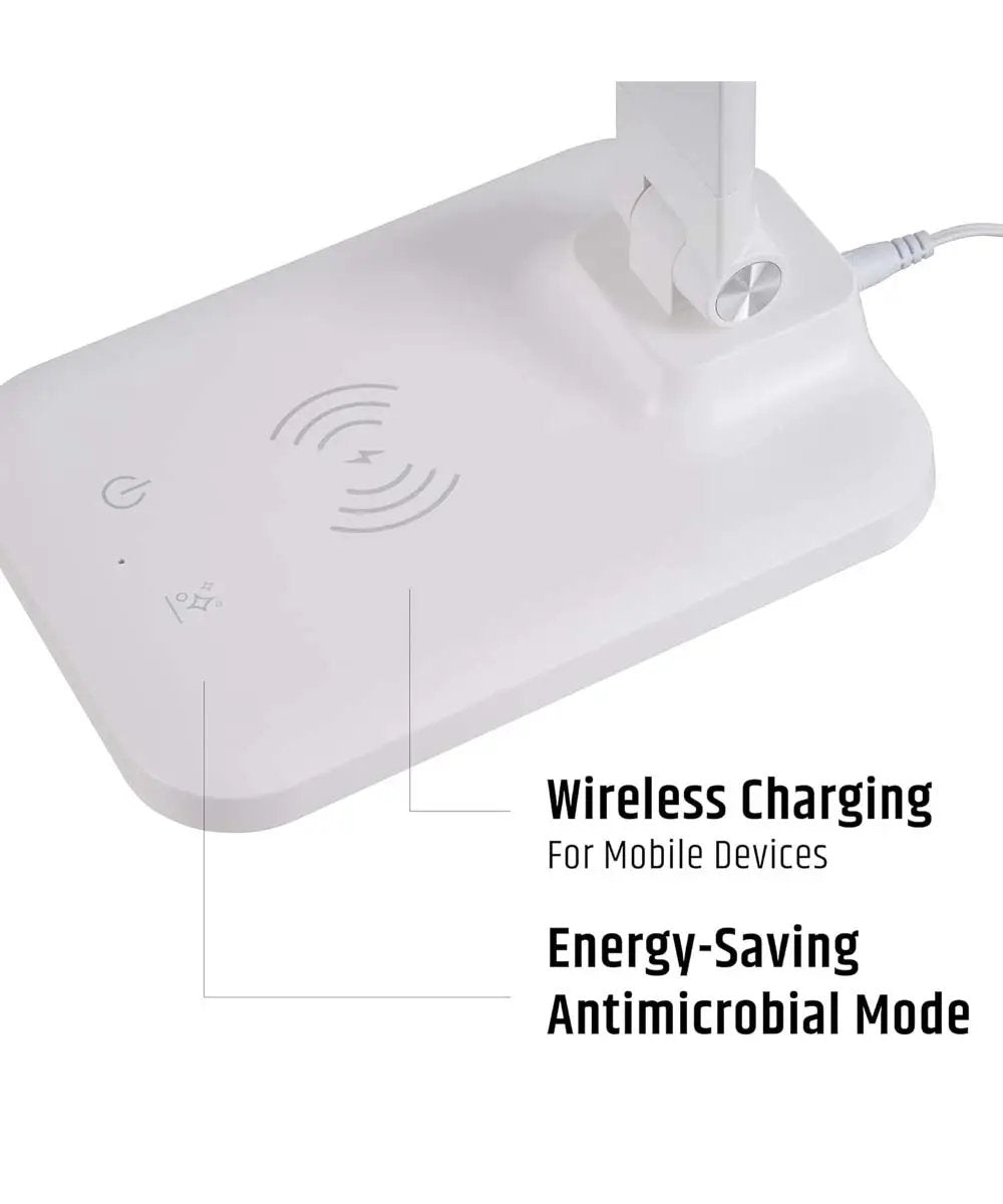 Brilli LED Desk Lamp | Antimicrobial | Wireless Charging | Matte White