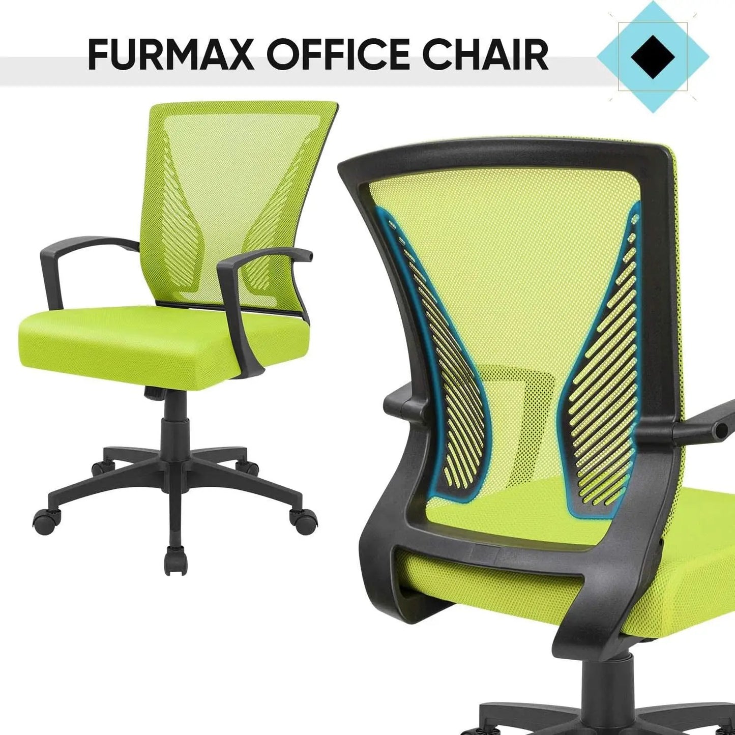 Cyan Ergonomic Office Chair Armrests And Lumbar Support from PriceLows™
