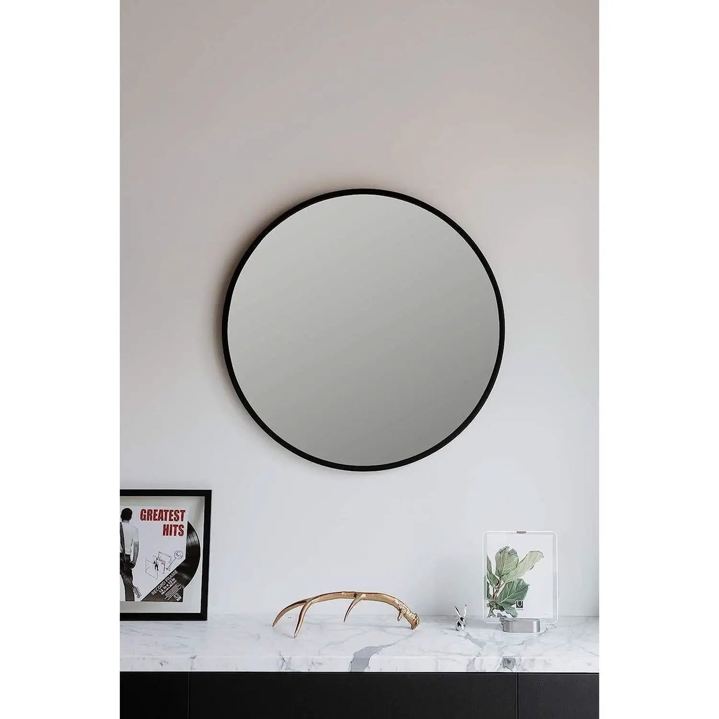 Round Rubber Wall Mirror 37 Inch Diameter With Protective Rubber Frame from PriceLows™