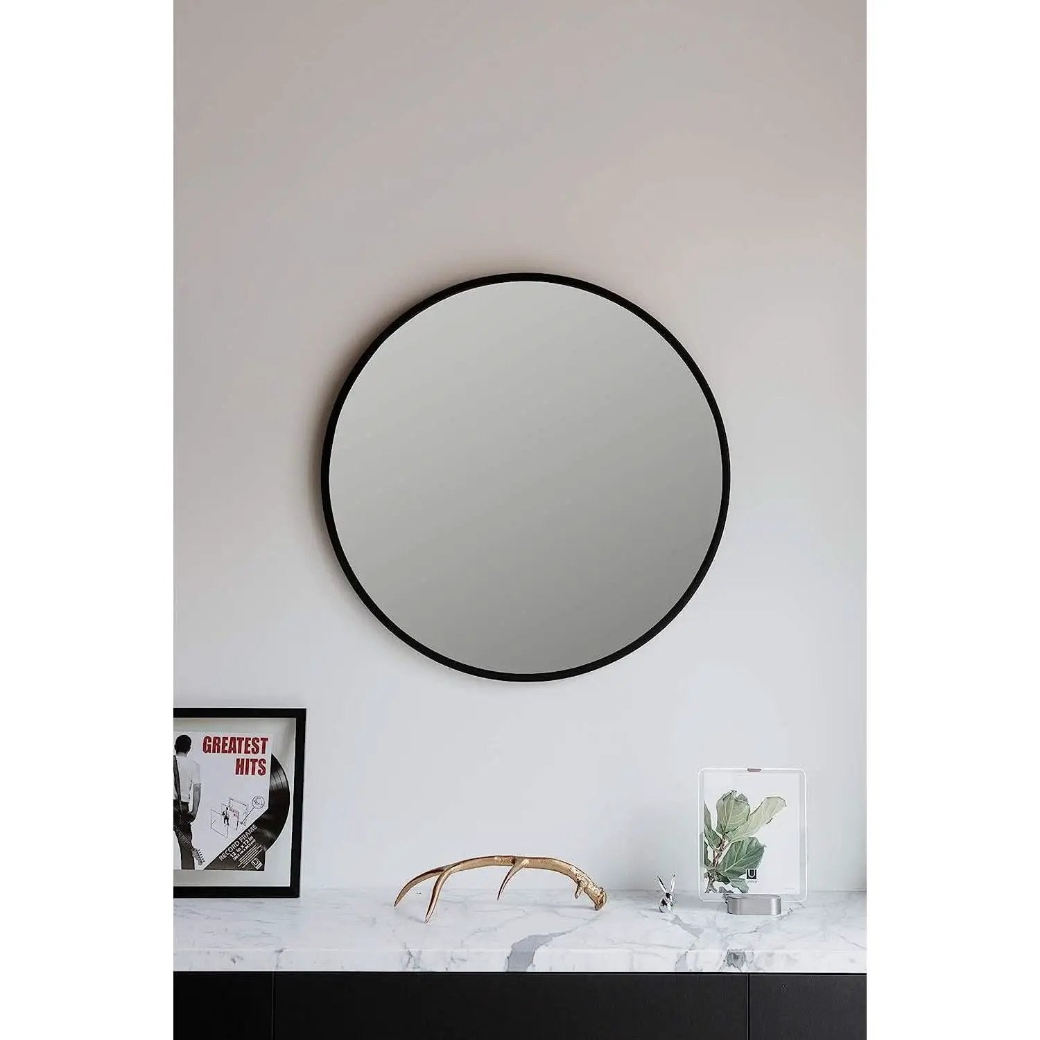 Round Rubber Wall Mirror 37 Inch Diameter With Protective Rubber Frame from PriceLows™