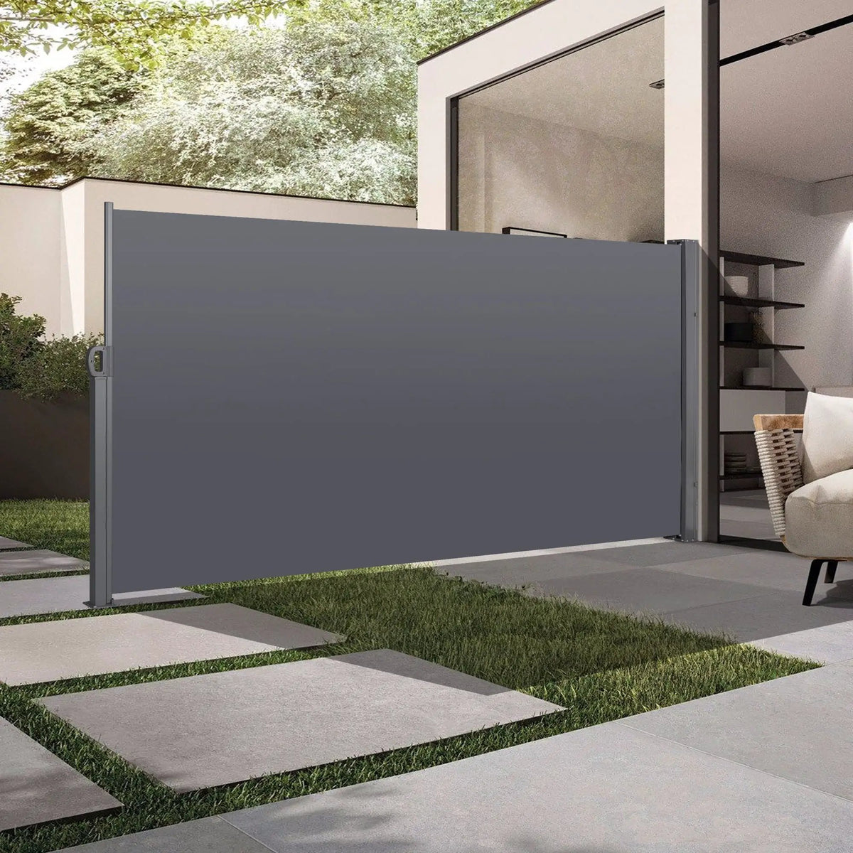Retractable Side Screen Awning | UV Resistant | Waterproof | 118 Inch Gray