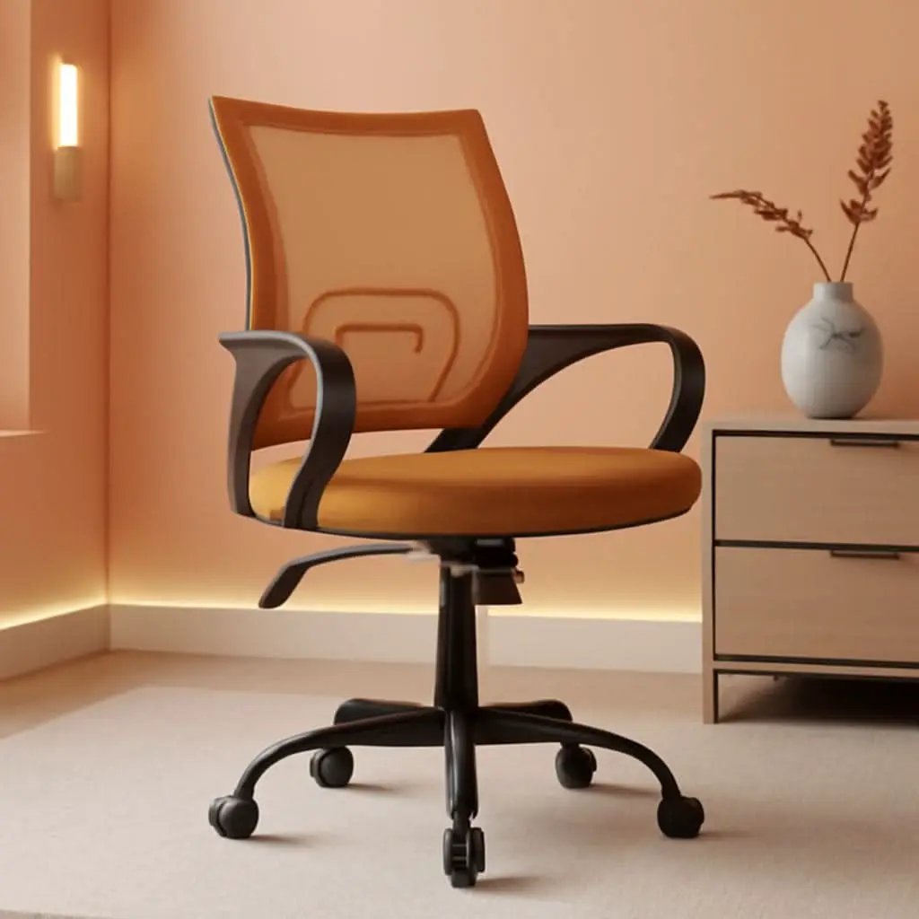 Orange Desk Mesh Chair With Adjustable Lumbar Support from PriceLows™