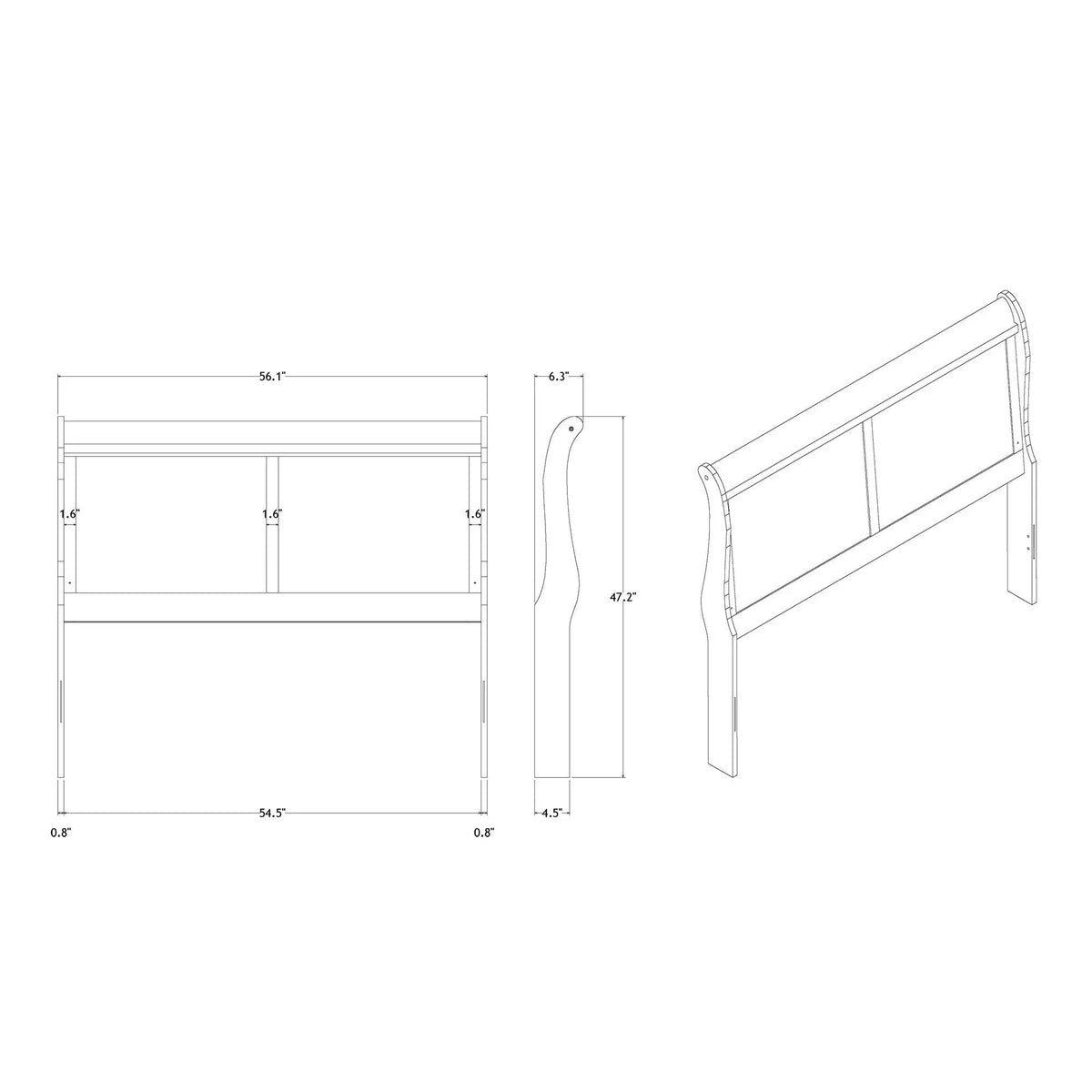 Charlston Sleigh Bed | Integrated LED Lighting | Modern Sleigh Design | 84.5 Inch Length
