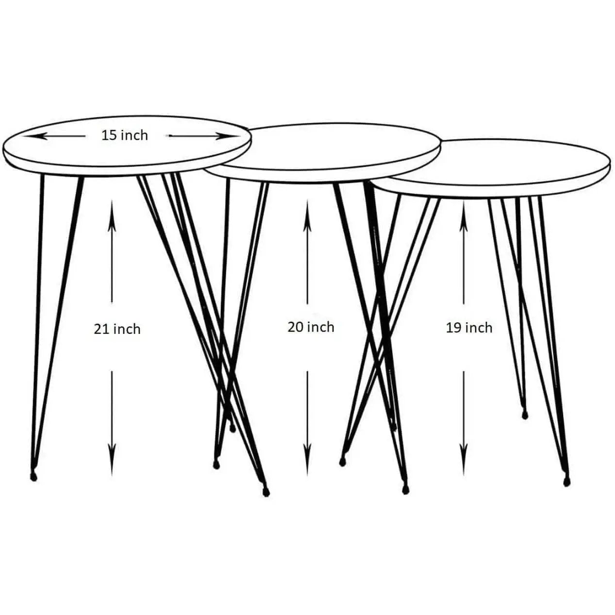 Grey Marble Nesting Tables Set Of 3 Modern Round End Tables from PriceLows™