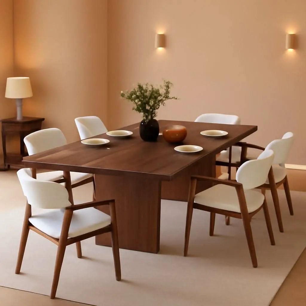 Expandable Dining Table For 6 To 8 Seater Brown Engineered Wood from PriceLows™