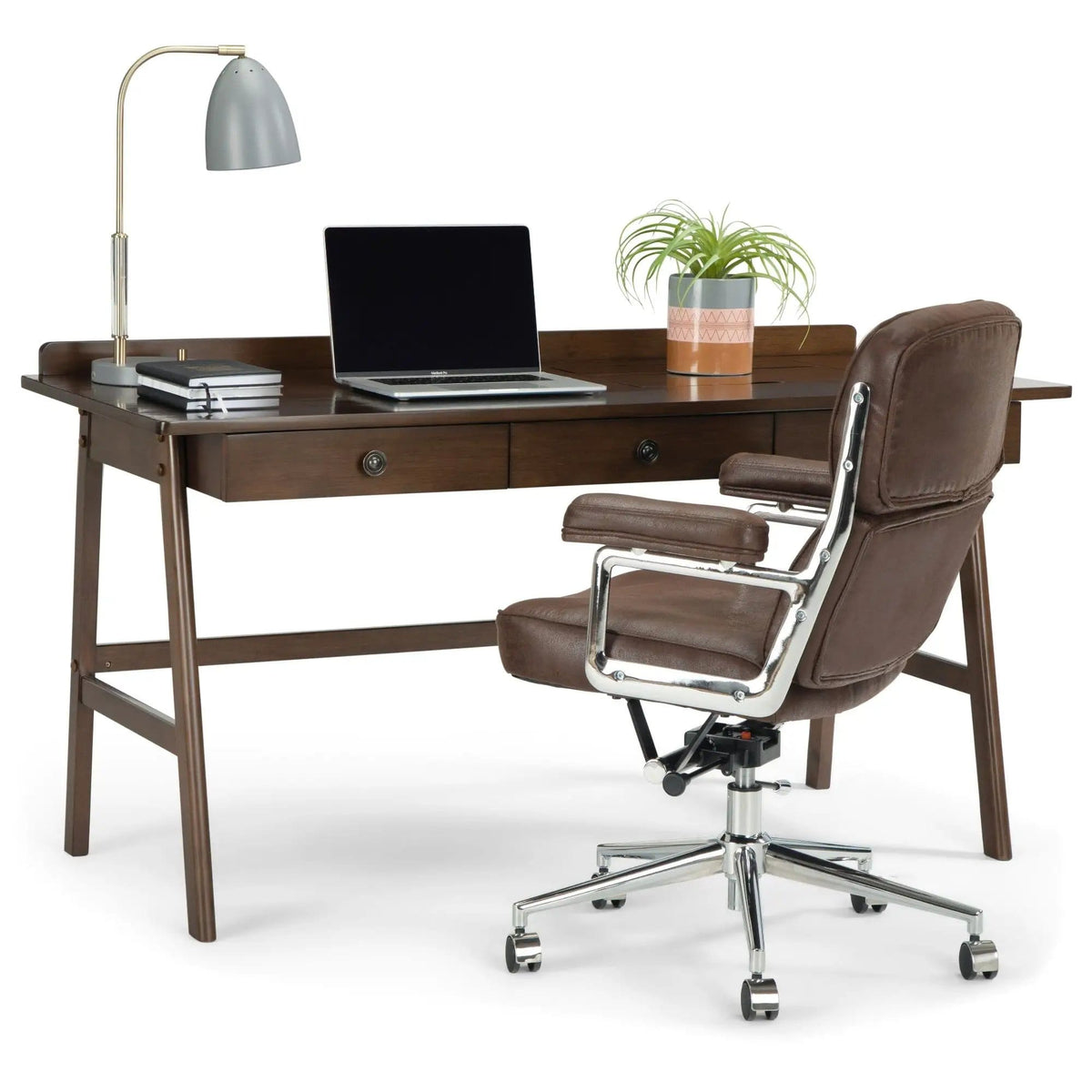Rylie Desk | 60 x 26 x 32 in | Solid Wood | Natural Aged Brown