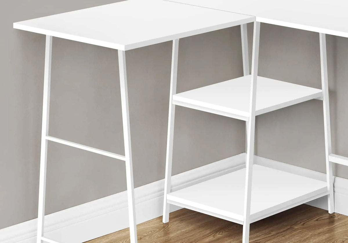 Natural Laminate L-Shaped Desk | 47.25 Inch Width | Sawhorse-Style Metal Legs | Space-Saving Corner