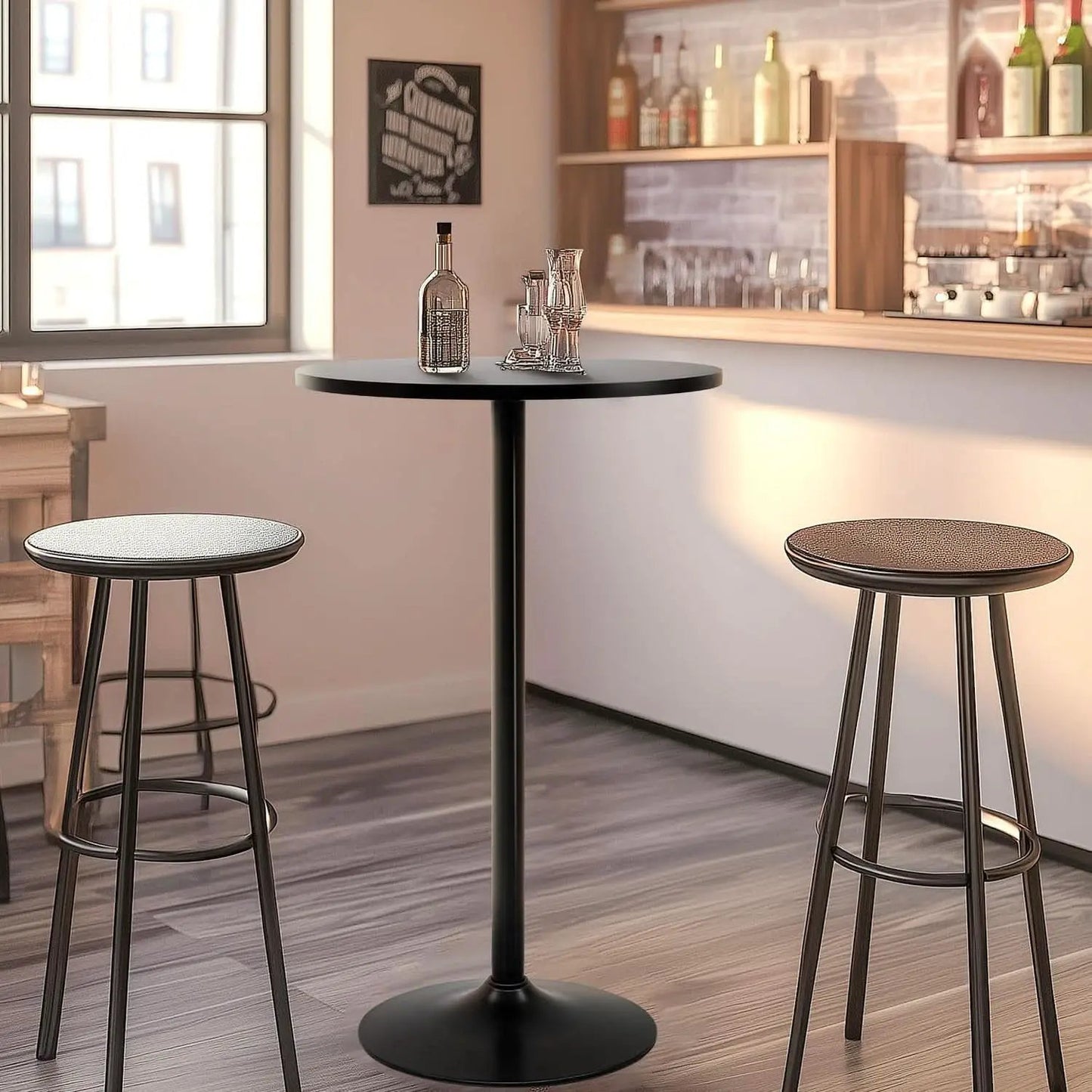 40 Inch Round Bistro Pub Table Steel Frame Construction from PriceLows™