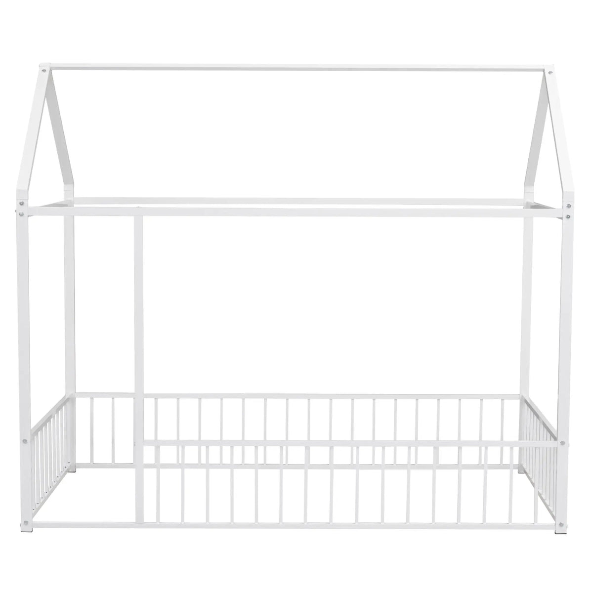 Kids Metal Bed Frame | Roof And Side Fence | Semi Enclosed Space | Three Colors