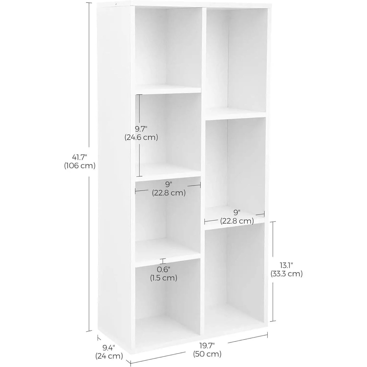 White 7 Compartment Bookcase Shelving Unit For Living Room And Home Office from PriceLows™
