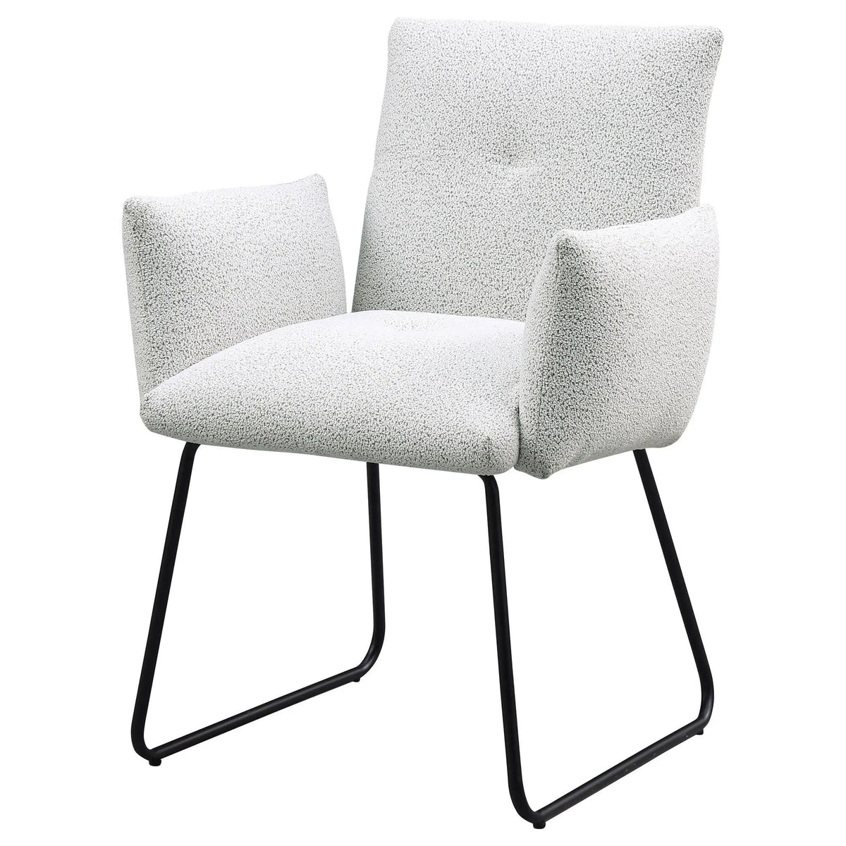 Ackland Upholstered Dining Arm Chair Light Grey (Set of 2) | 27 x 26.5 x 34.5 in | Fabric & Metal | Dining Room