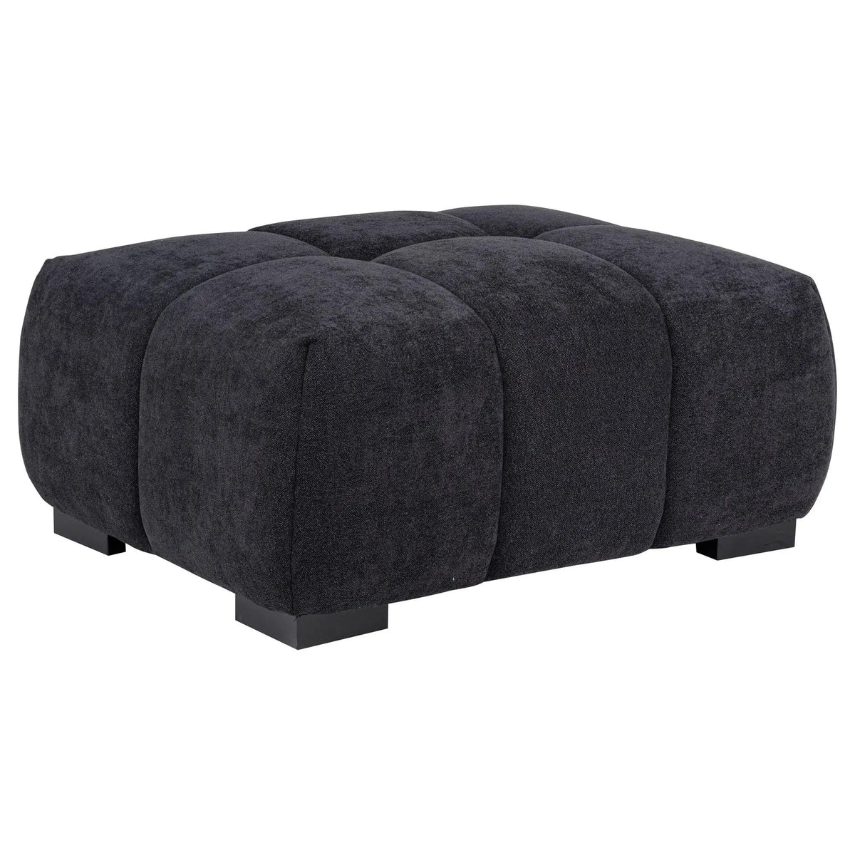 Octavia Upholstered Rectangular Ottoman | 39 x 30.5 x 17.5 in | Fabric | Black