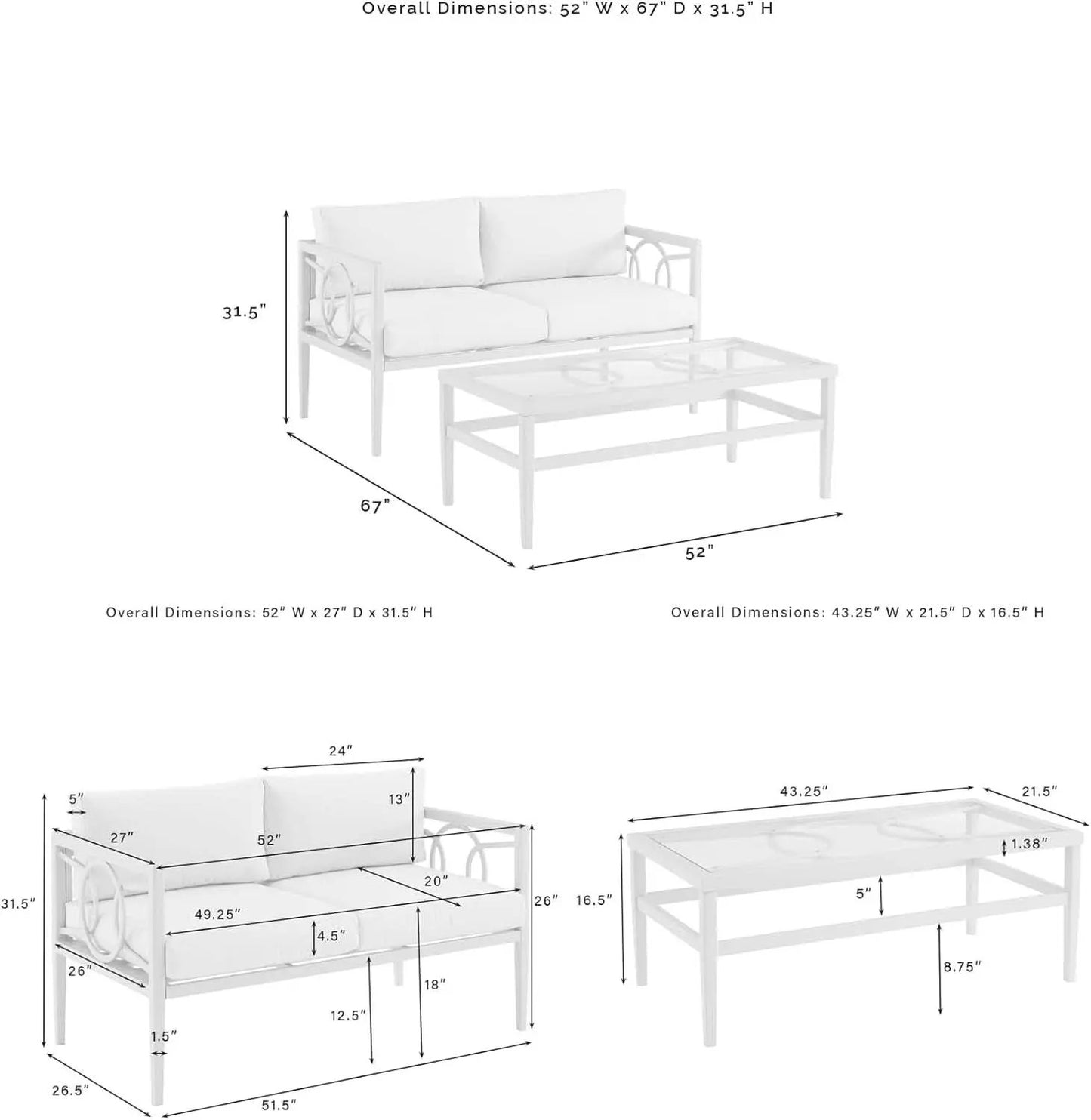 2 Piece Outdoor Coffee Table And Loveseat Set Gray Frame Creme Cushions from PriceLows™