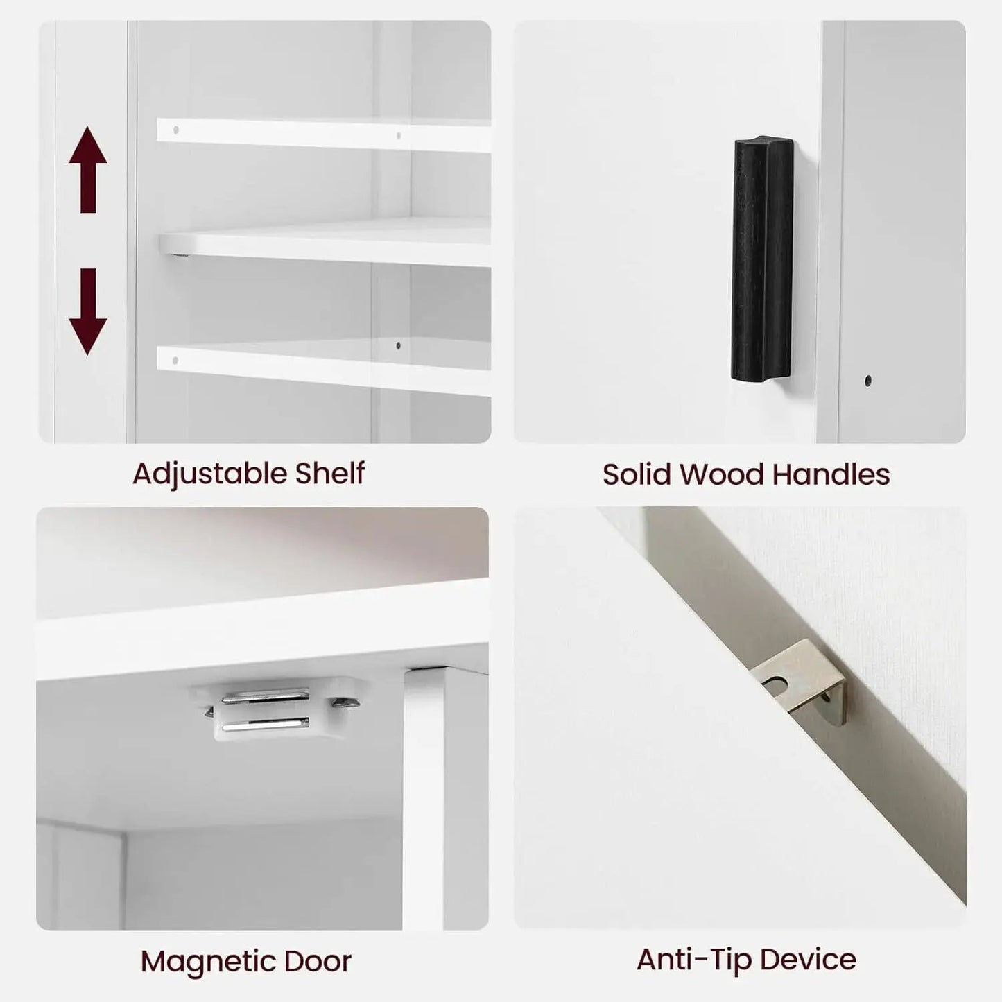 White Storage Cabinet With 2 Doors And 4 Adjustable Shelves from PriceLows™