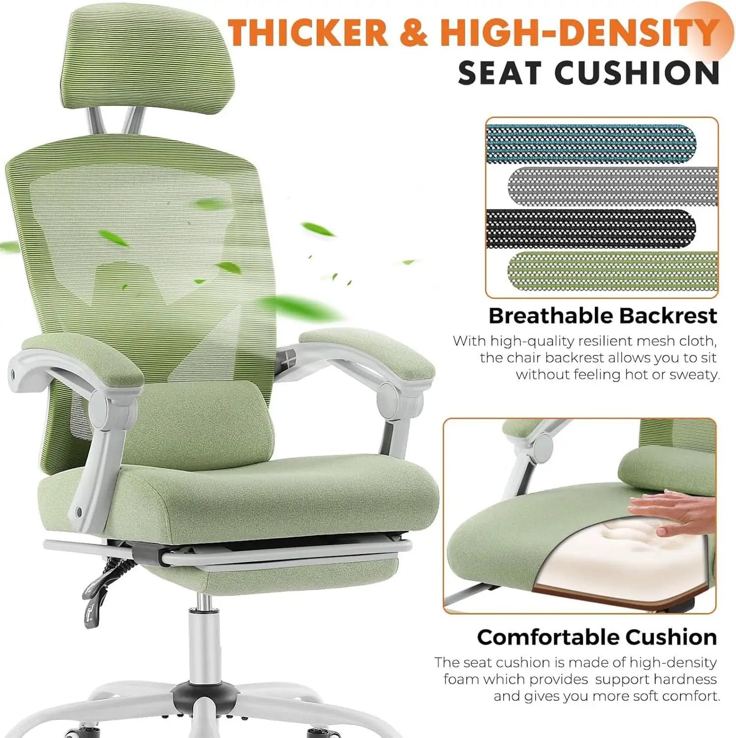 Green Ergonomic High Back Mesh Office Chair Lumbar Support from PriceLows™