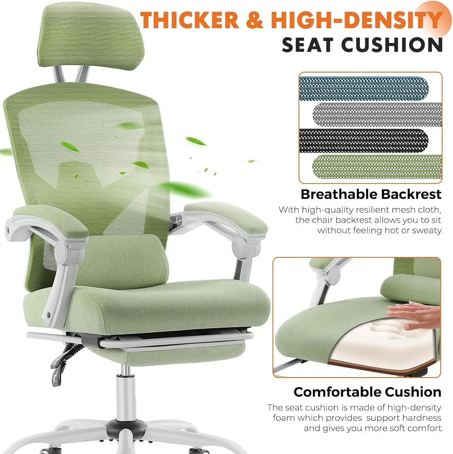 Green Ergonomic High Back Mesh Office Chair Lumbar Support from PriceLows™