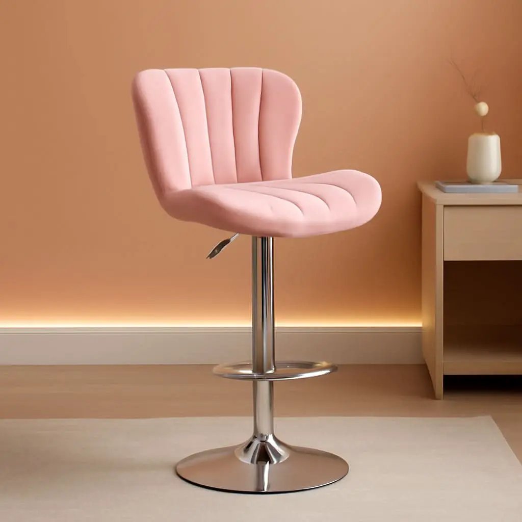Pink Velvet Adjustable Swivel Barstools Set Of Two from PriceLows™