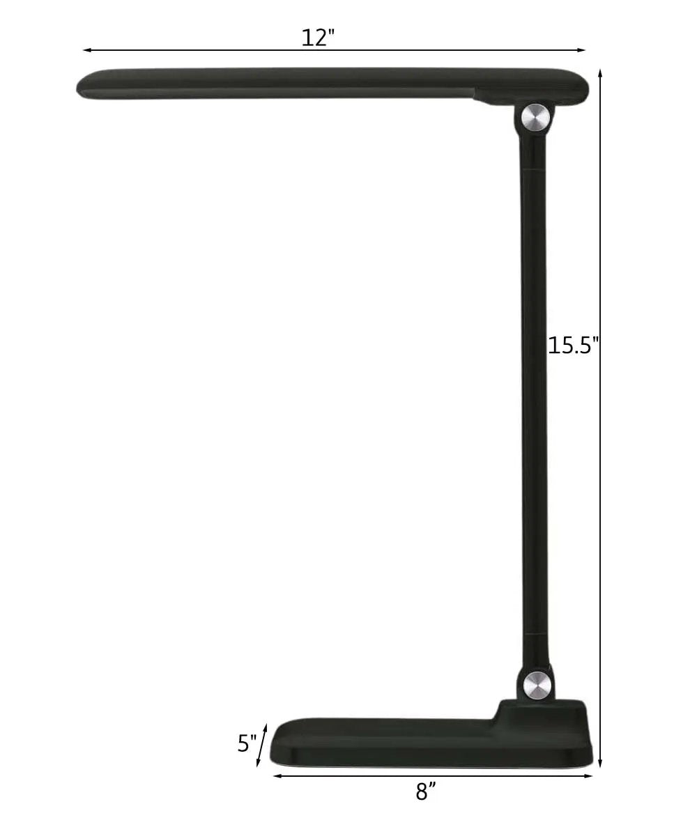 LED Desk Lamp | 15 In | Antimicrobial | Wireless Charging Matte Black