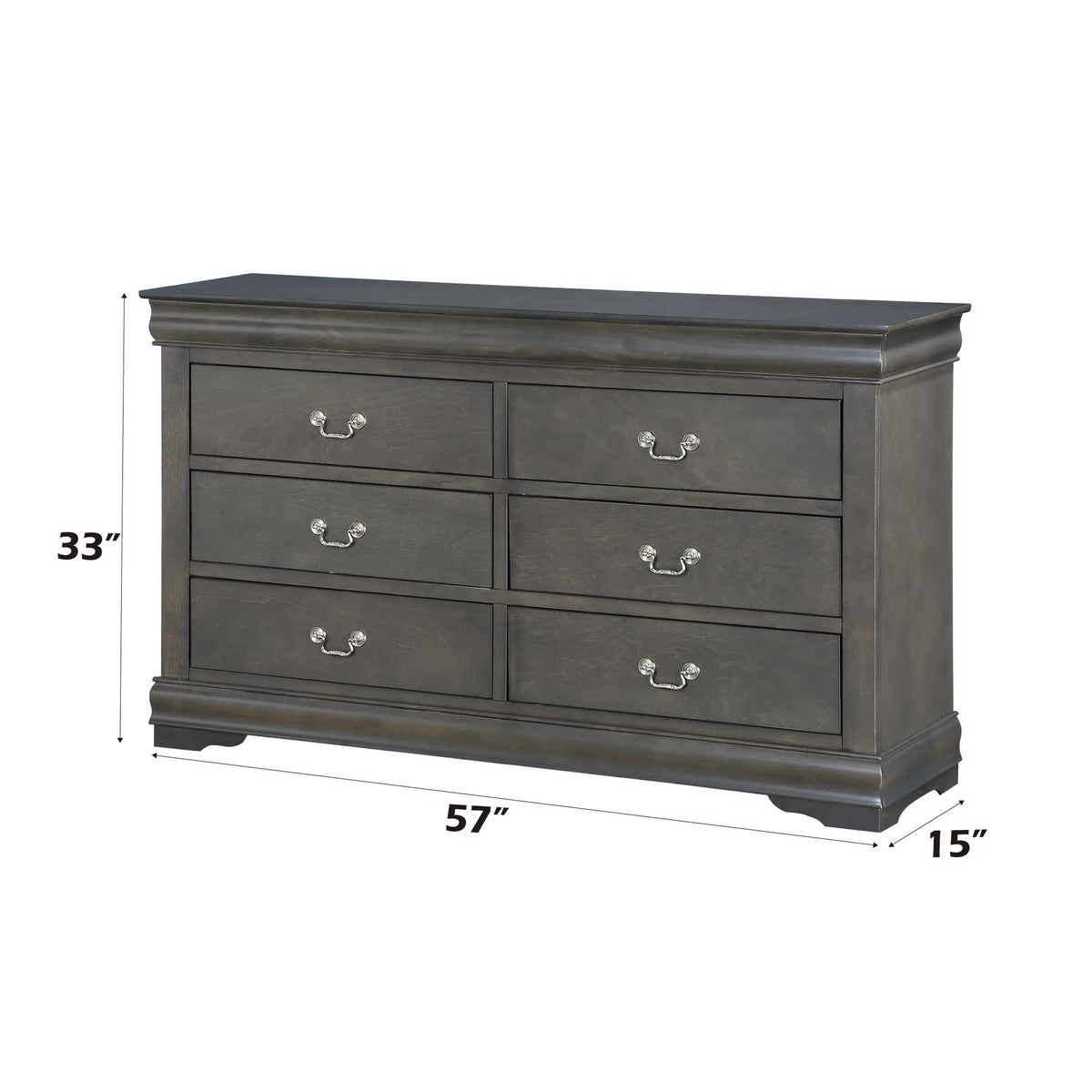 Louis Philippe Bedroom Dresser | Six Drawers | Sleek Design | 57 Inch Width